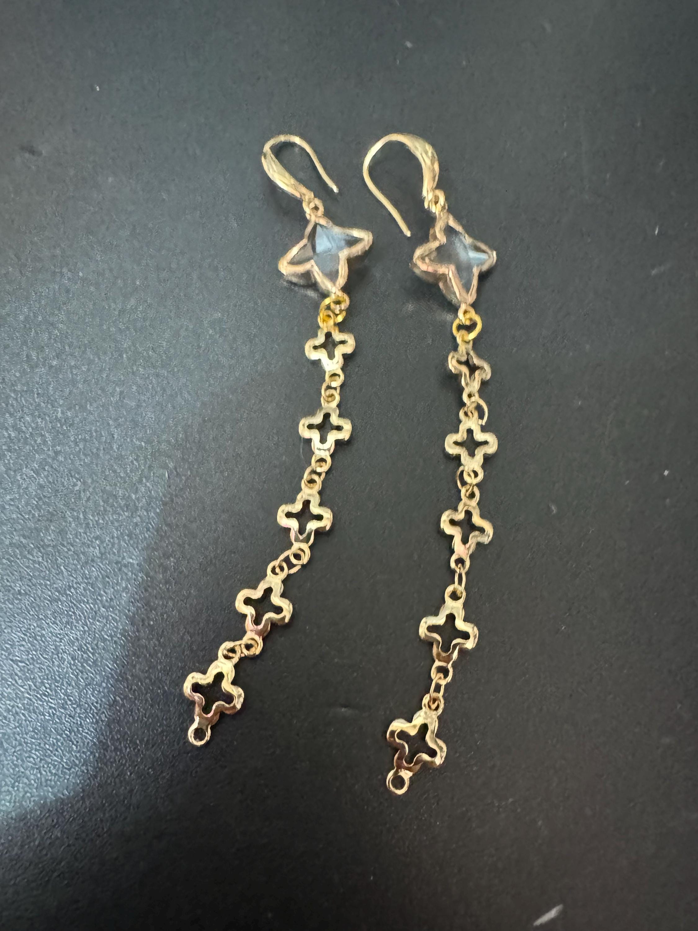 18k Gold Plated Rhinestone Star Dangle Earrings