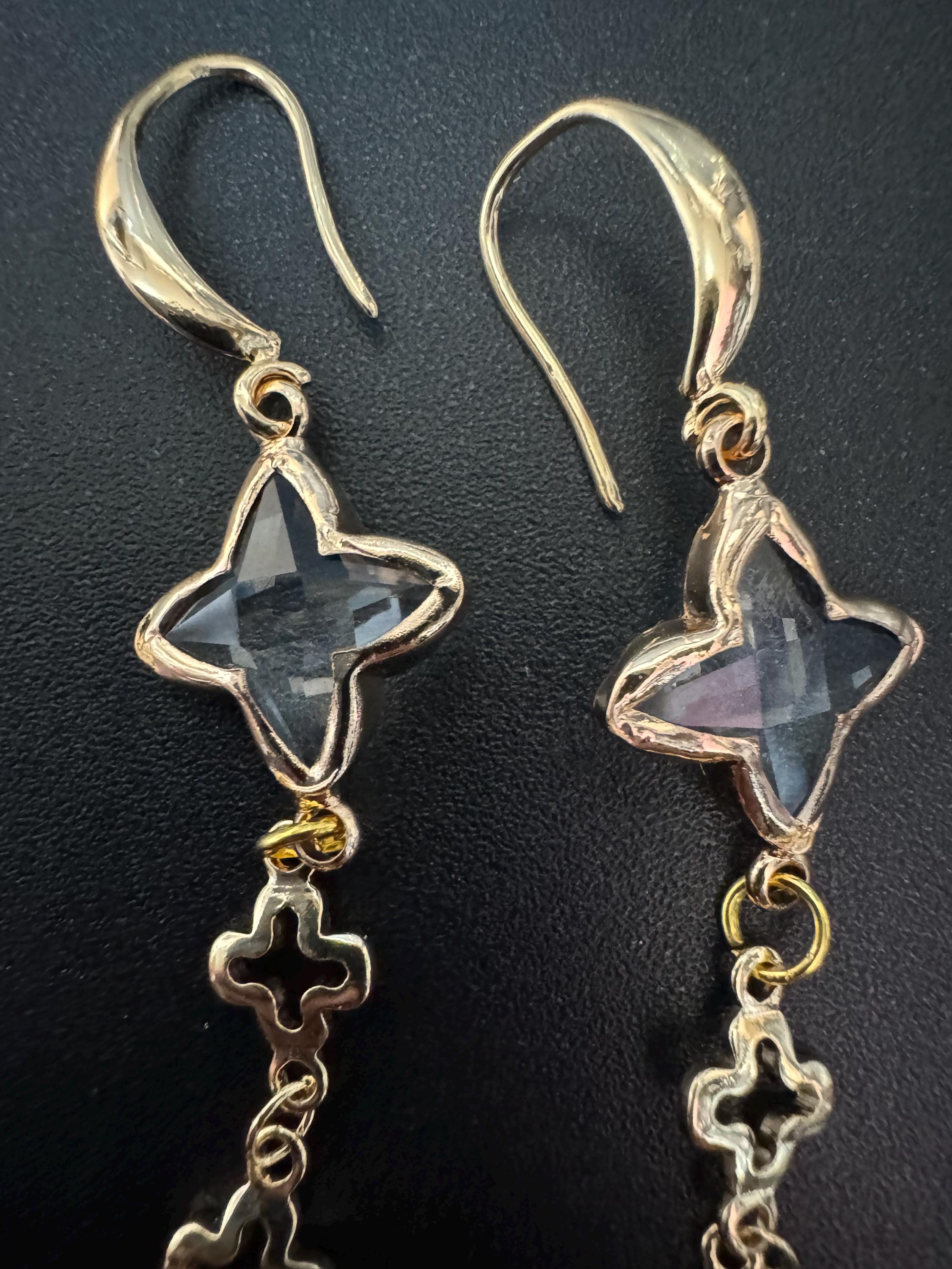 18k Gold Plated Rhinestone Star Dangle Earrings