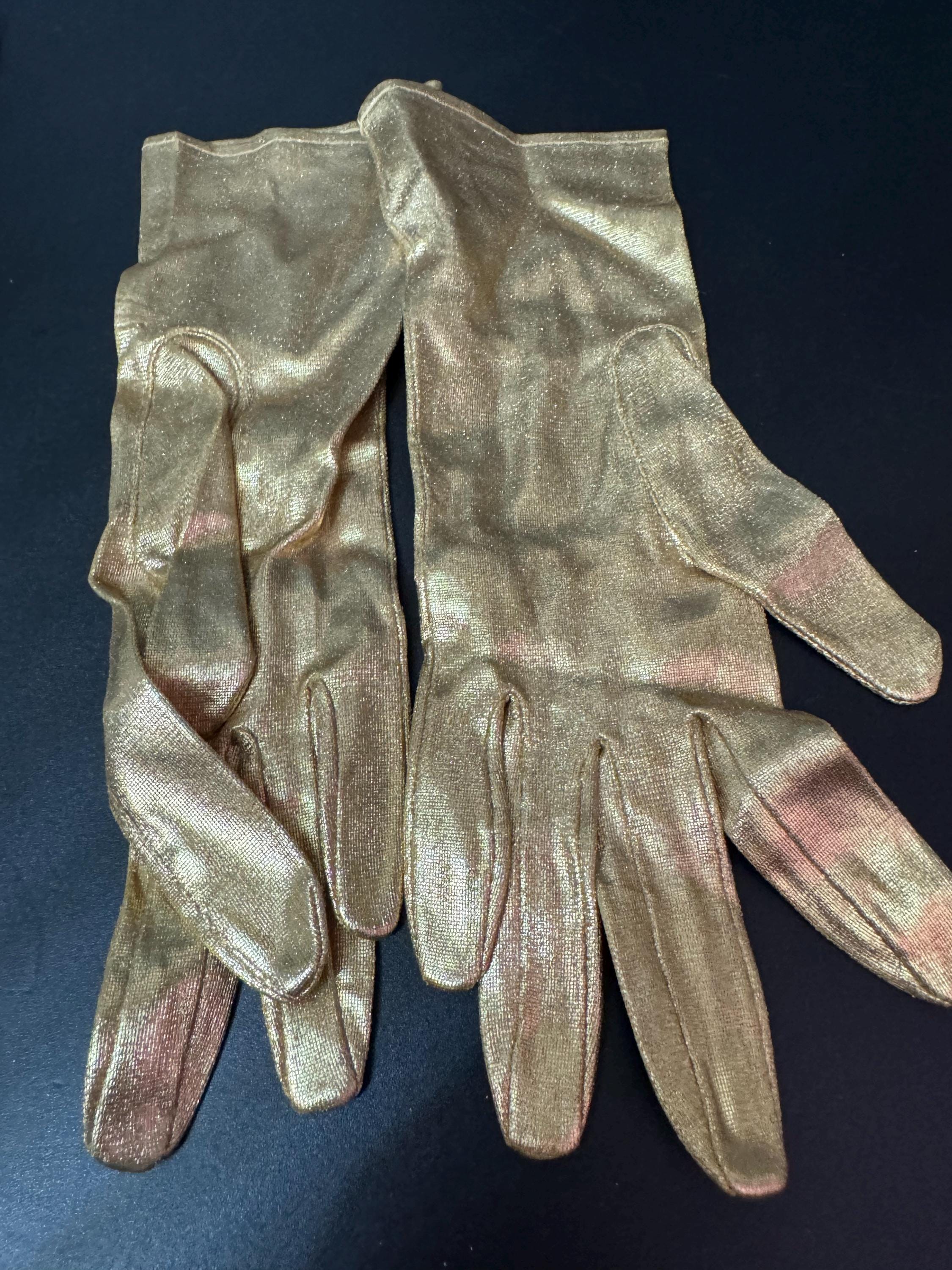 Dents size small 6.5 bright gold metallic short length Day Formal evening Gloves 26cm