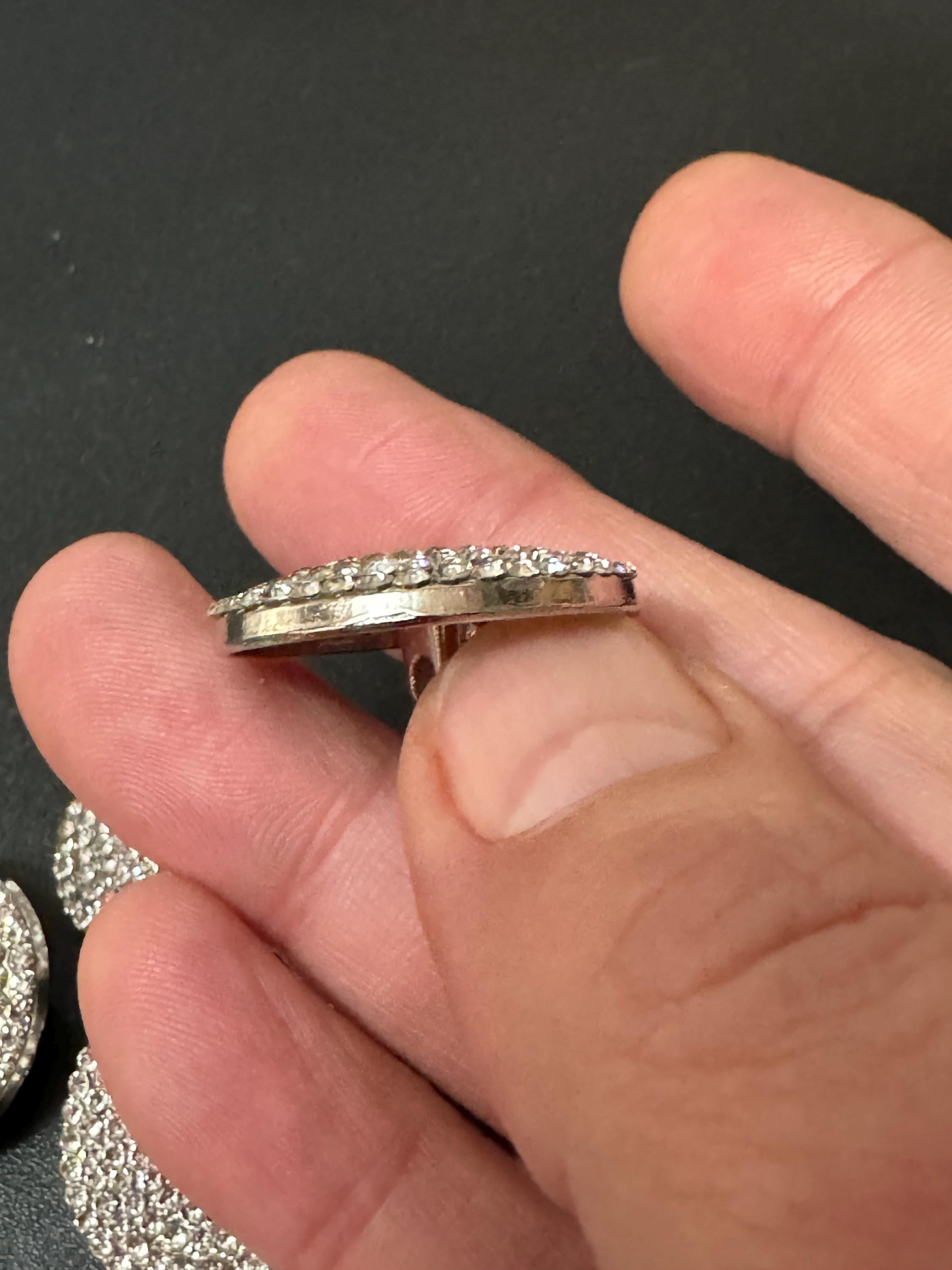 26mm diamanté low domed buttons, Set of 5 silver tone