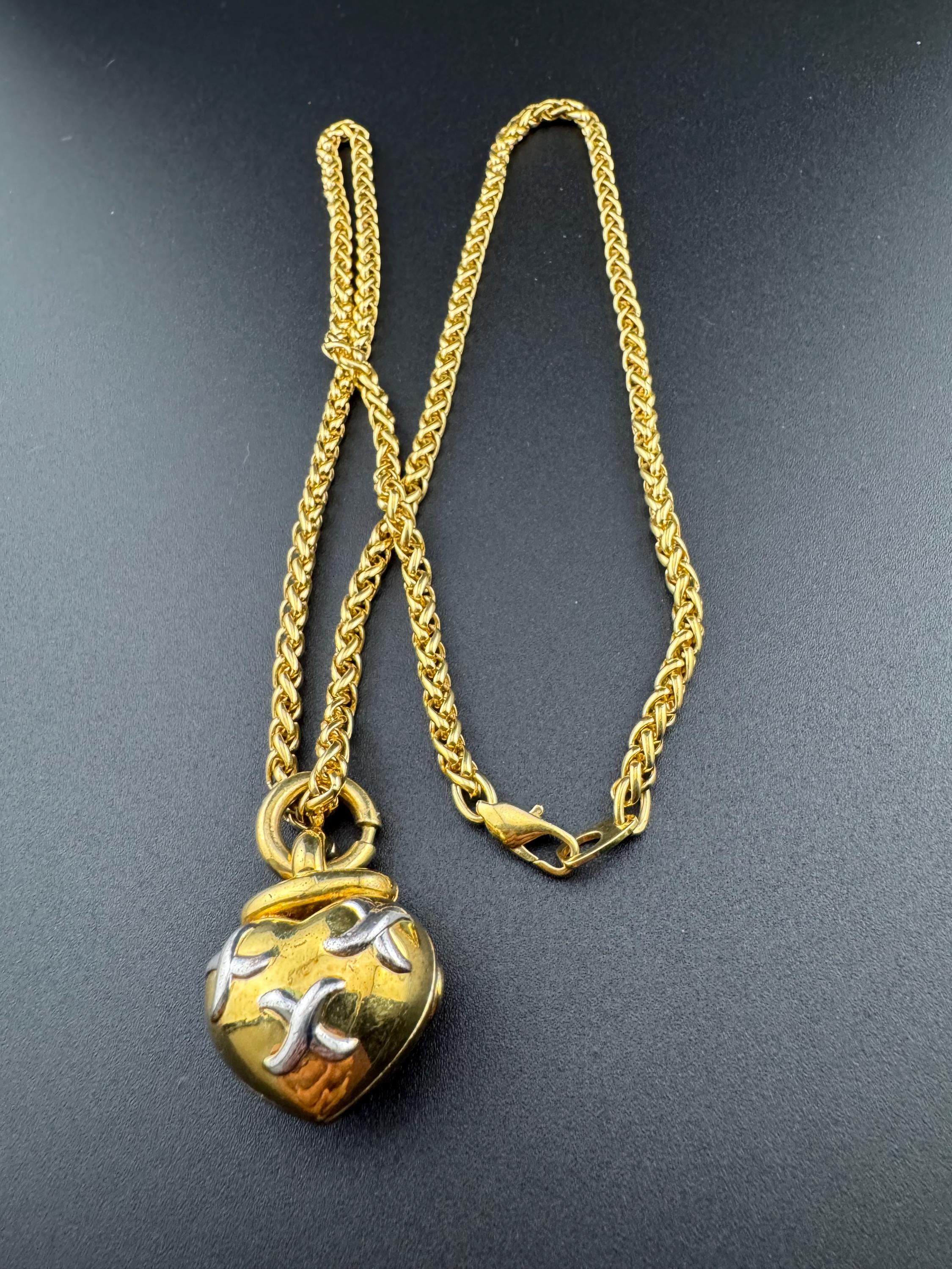 Y2K Crystal Heart Pendant Necklace - Chunky Gold Chain