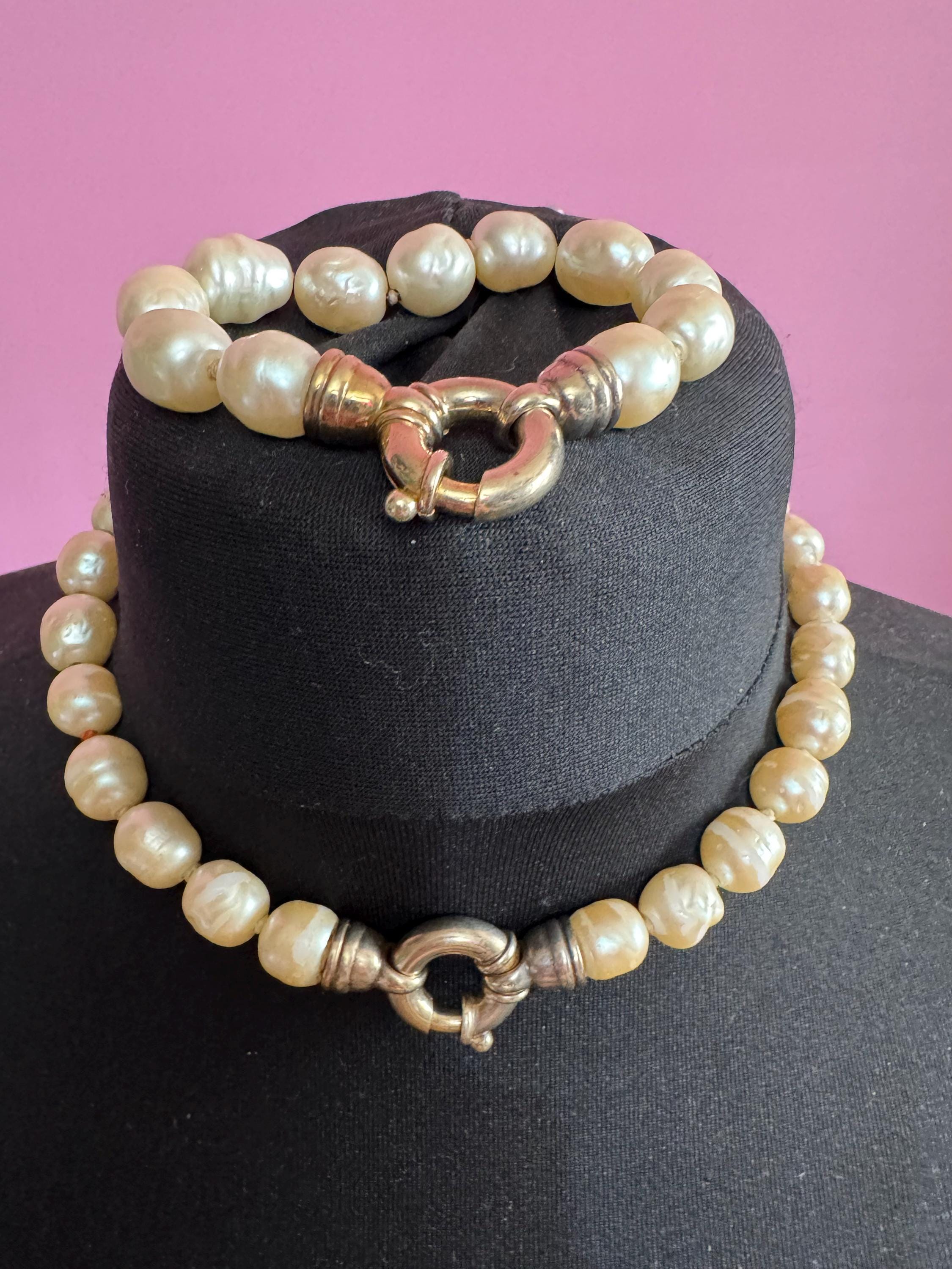 Y2K Faux Pearl Beaded Necklace and Bracelet Set
