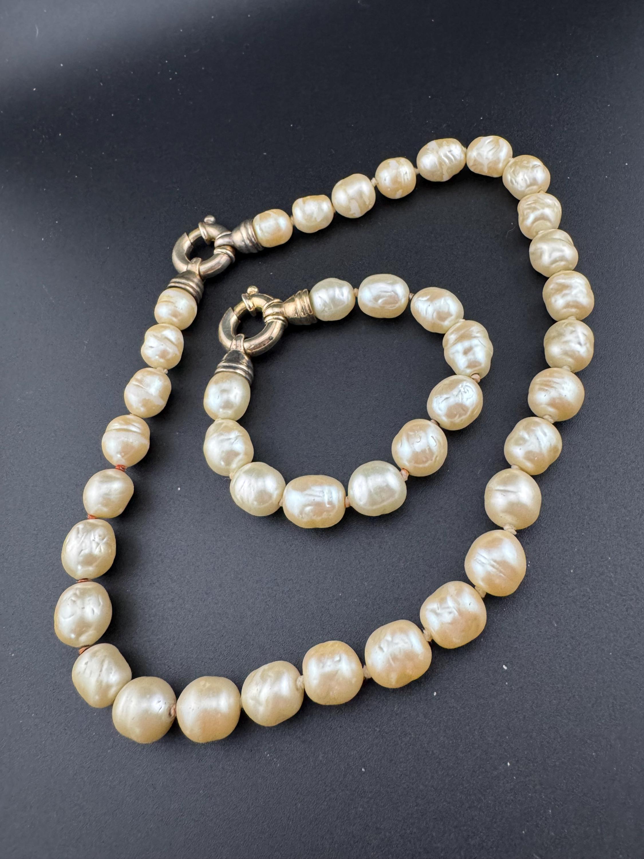 Y2K Faux Pearl Beaded Necklace and Bracelet Set