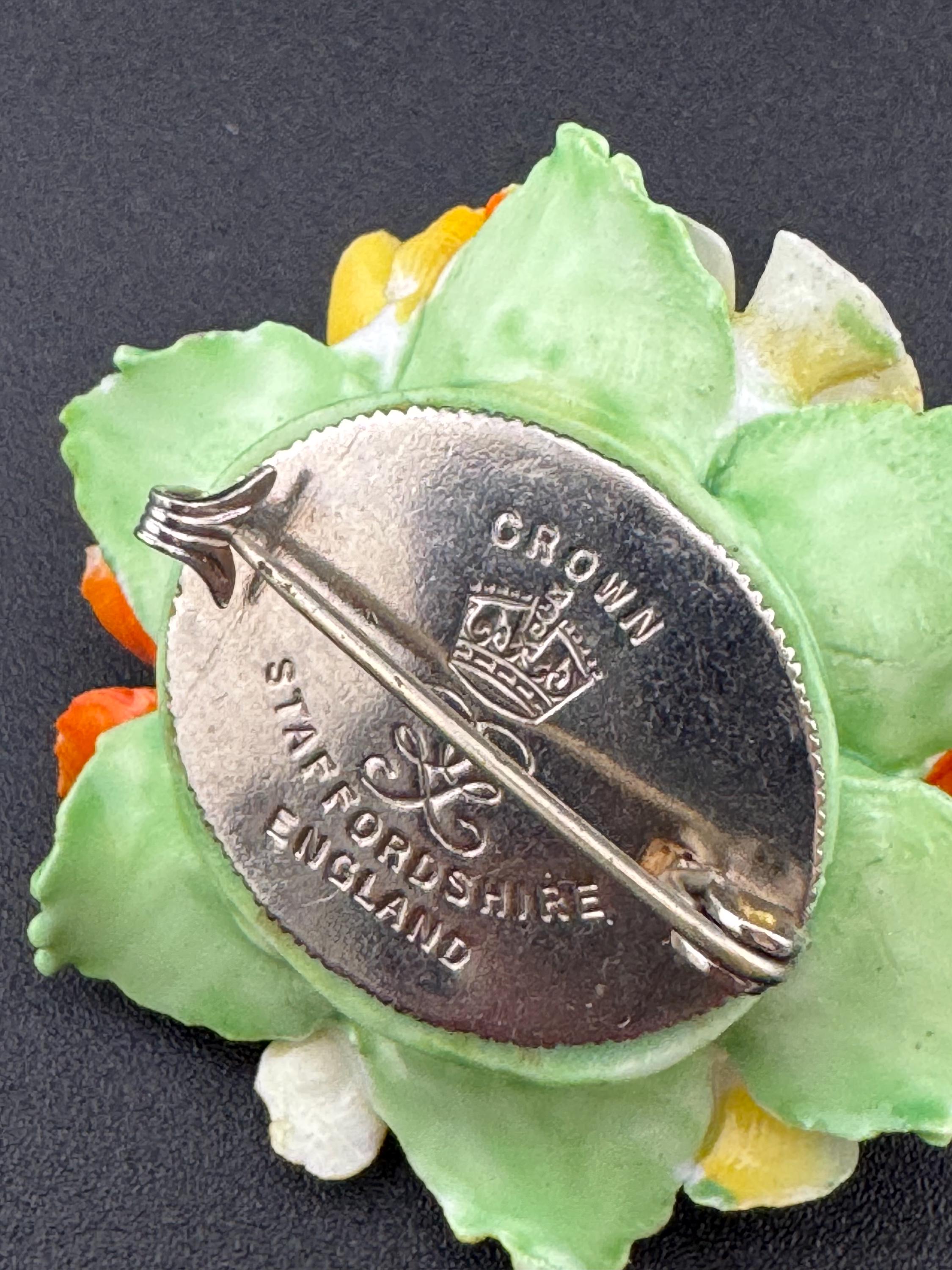 Vintage crown ceramic Cluster flower floral spring brooch
