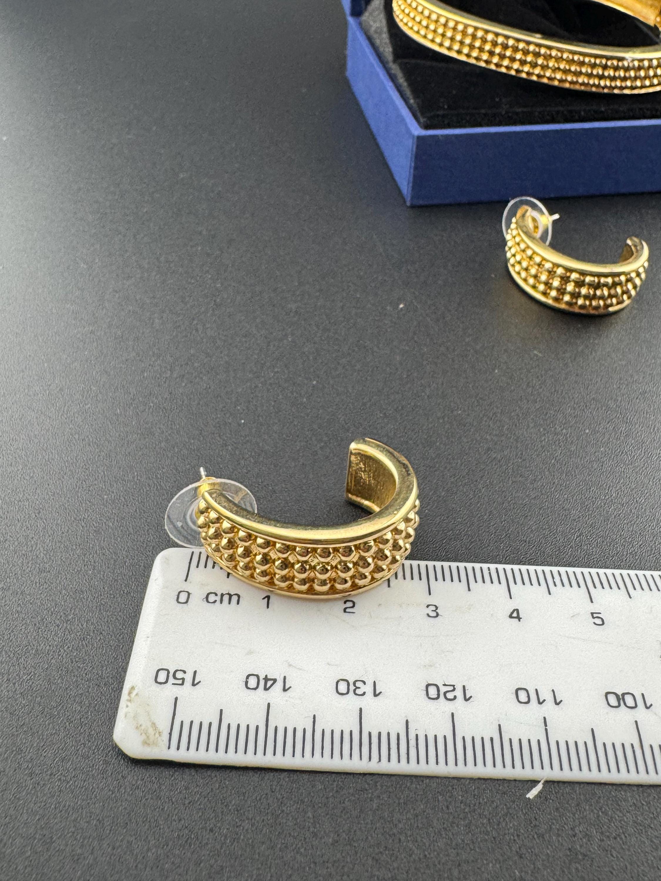 Swarovski Gold Plated Clamper Bangle and Hoop Earrings Set