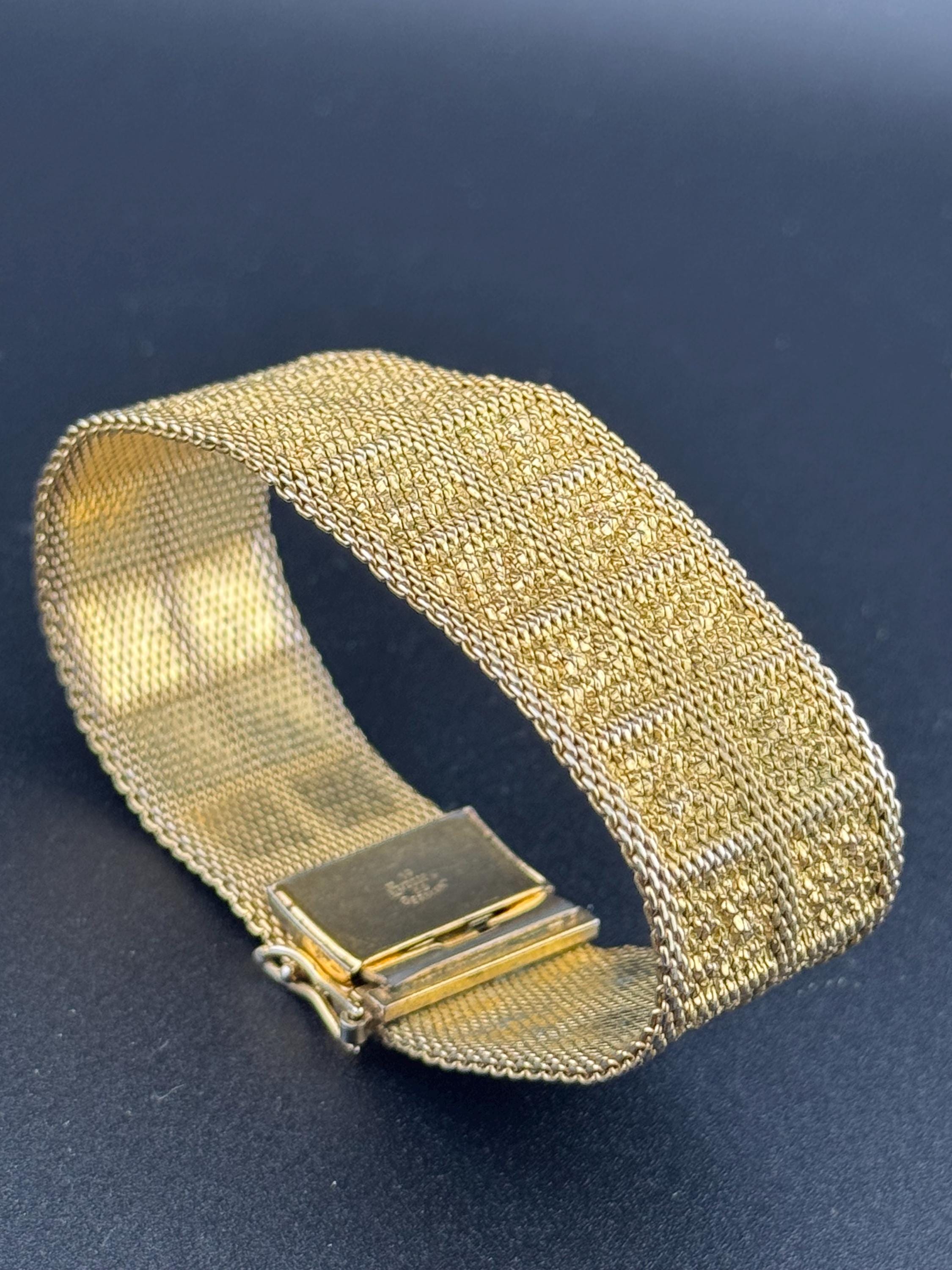Henkel & Grosse gold plated Designer wide link cuff articulated bracelet Modernist 1966 vintage condition