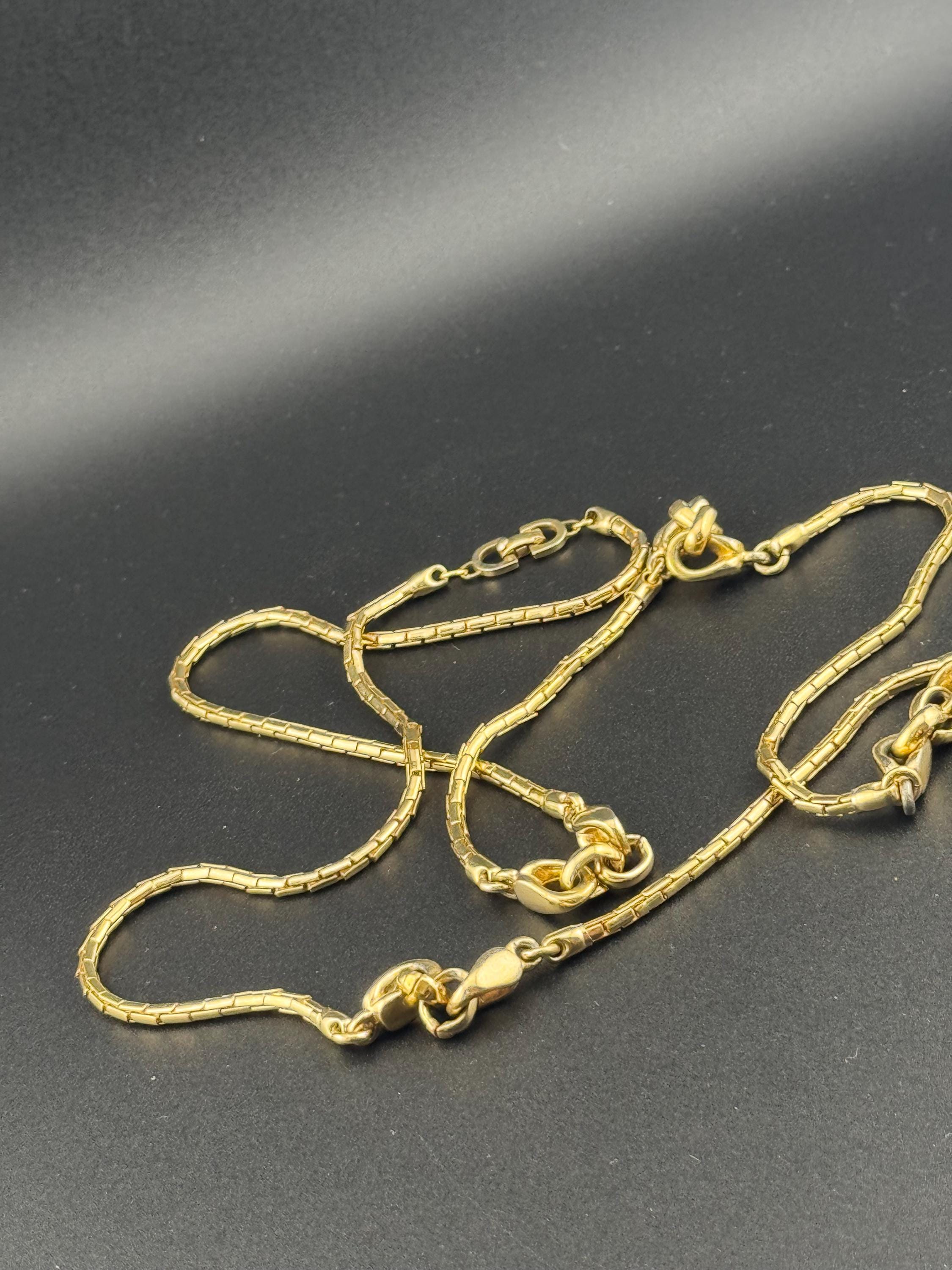 Vintage Christian Dior Gold Tone Chain Link layering Necklace, signed