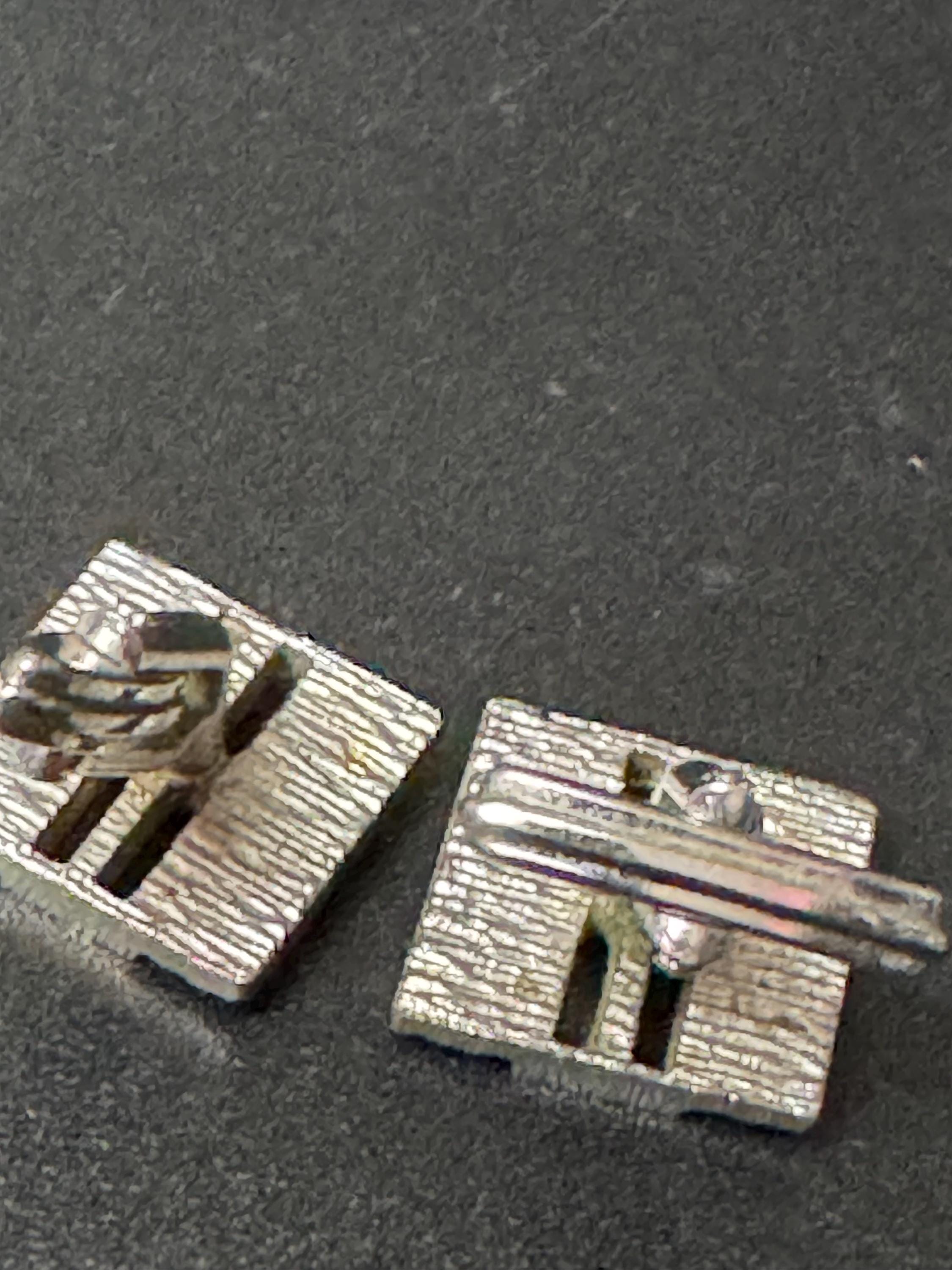Brutalist 1960s 1970s modernist chunky men’s silver tone cufflinks vintage