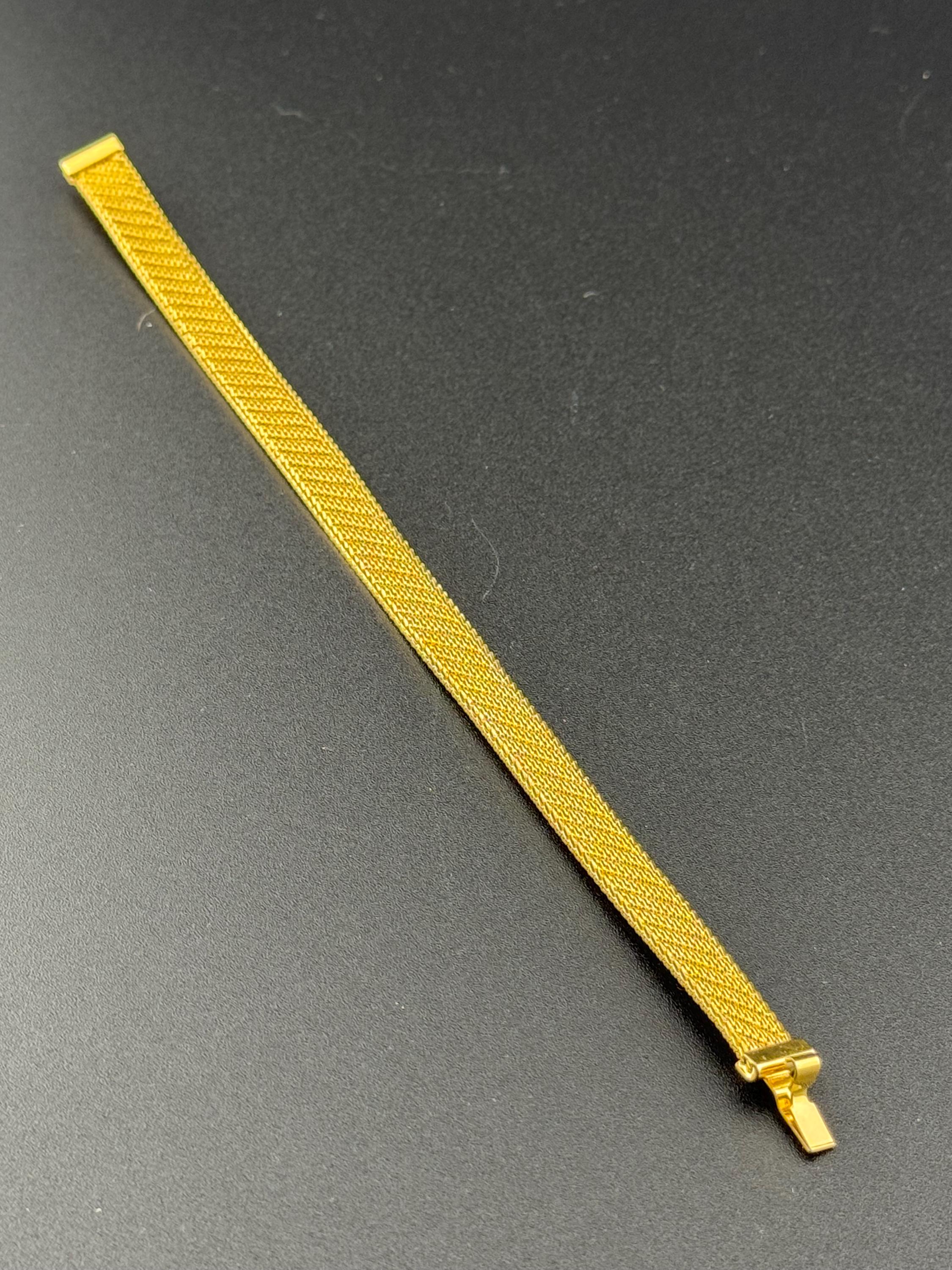 True Vintage pristine gold plated wide mesh flat link bangle bracelet 18.5 x 7mm old shop stock