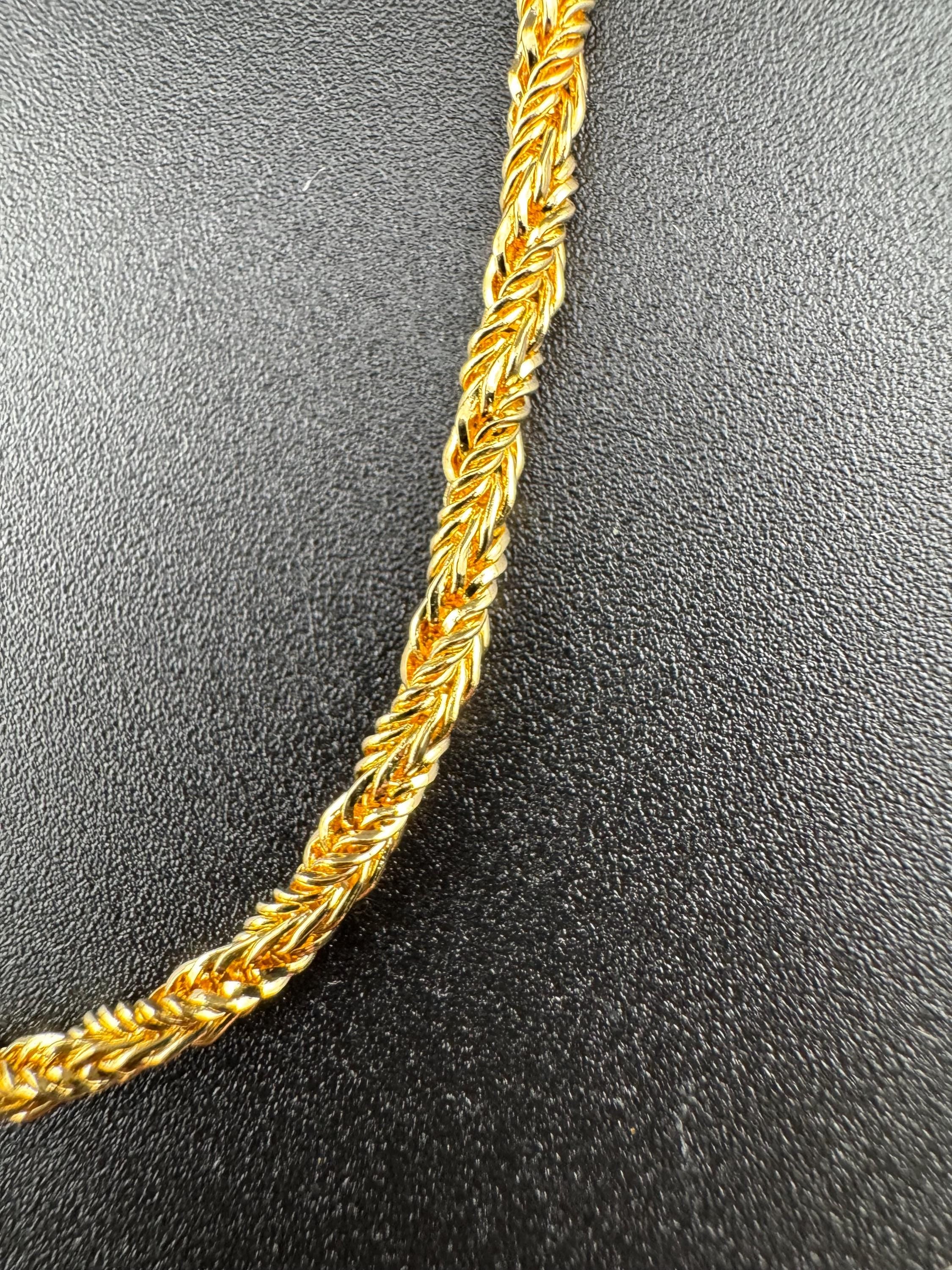 Vintage Gold Tone Rope Chain Necklace with Butterfly Clasp