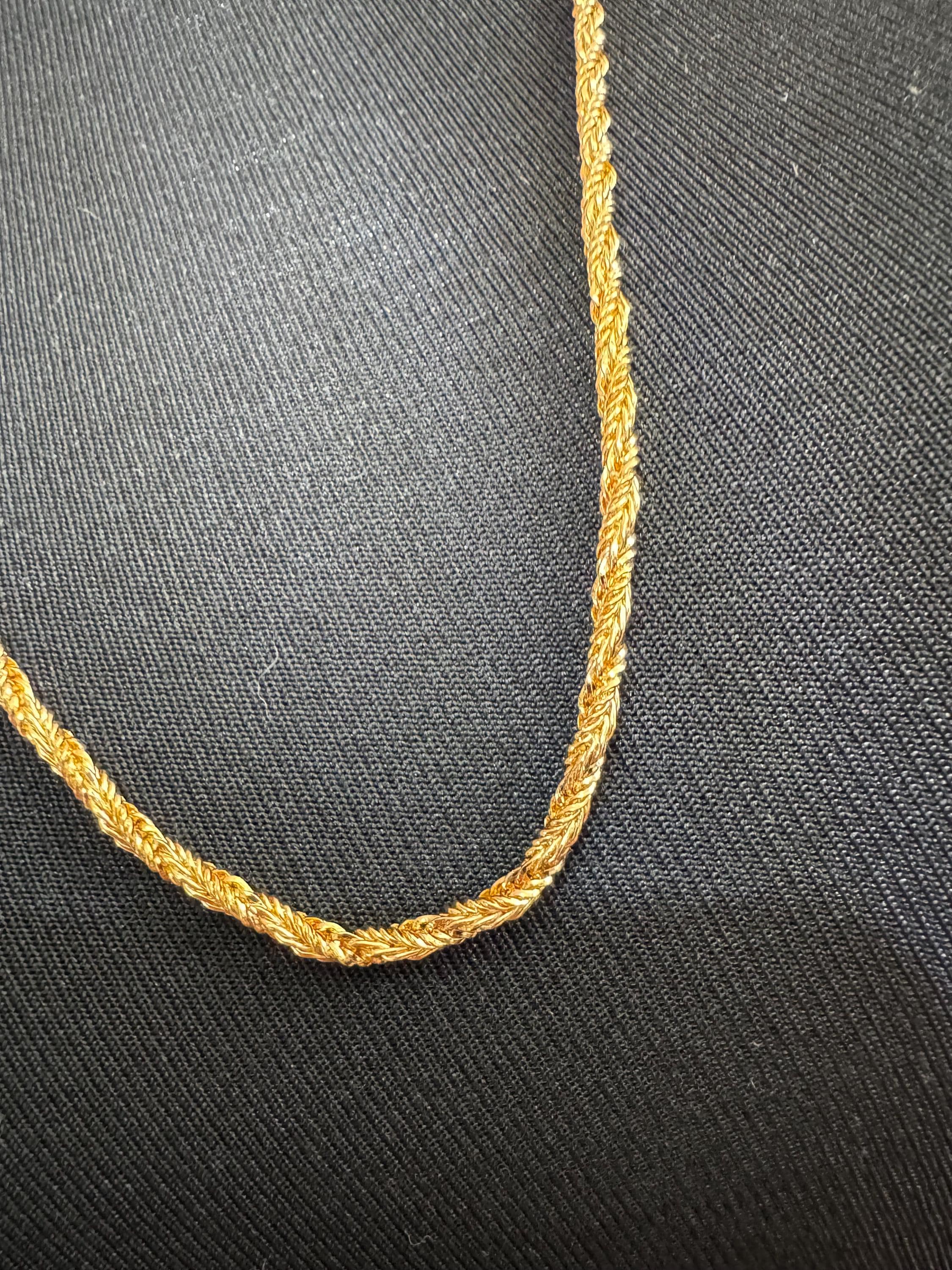 Vintage Gold Tone Rope Chain Necklace with Butterfly Clasp