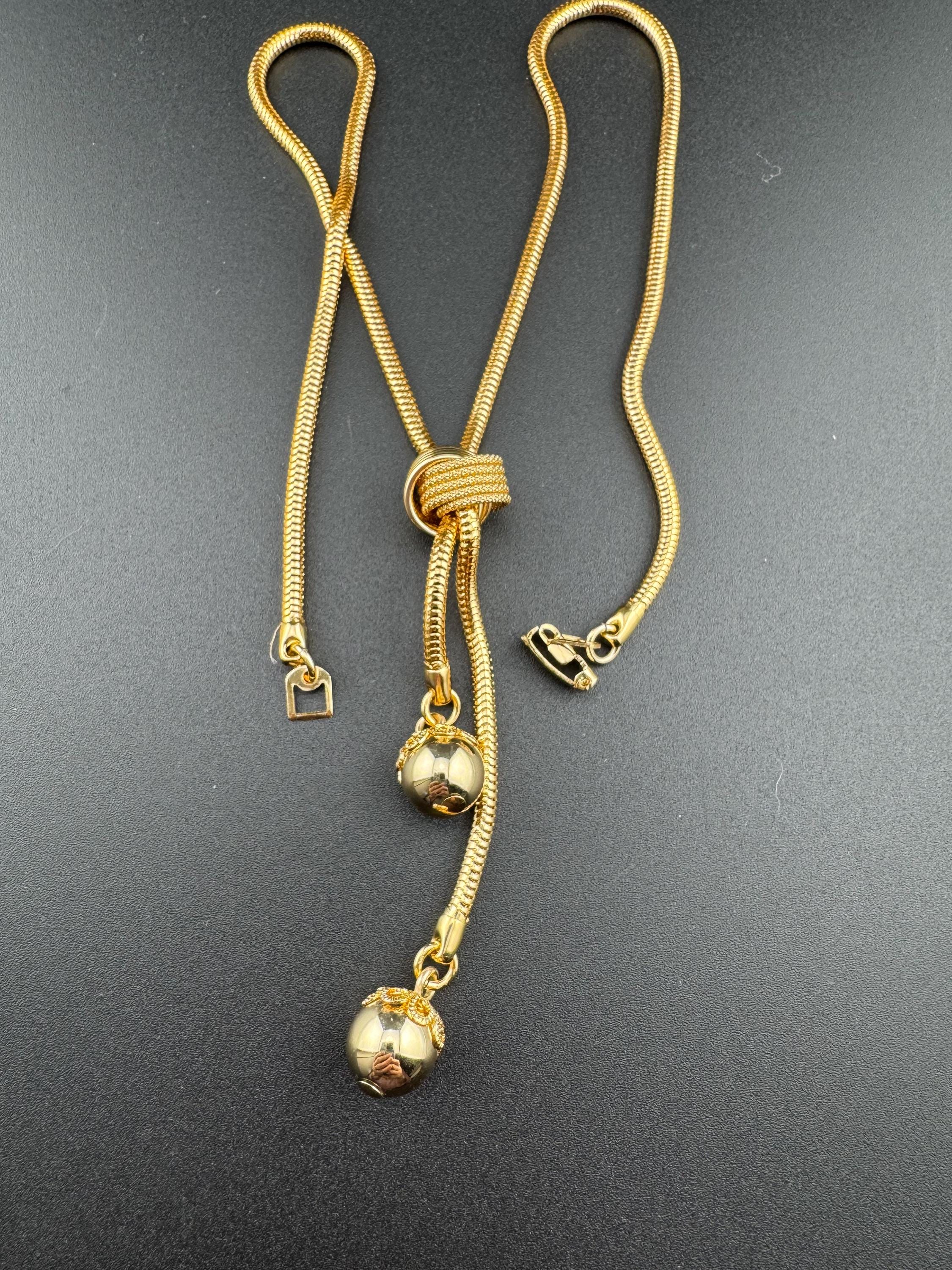 19.5 inch 50cm long snake chain knot tassel drop necklace, vintage