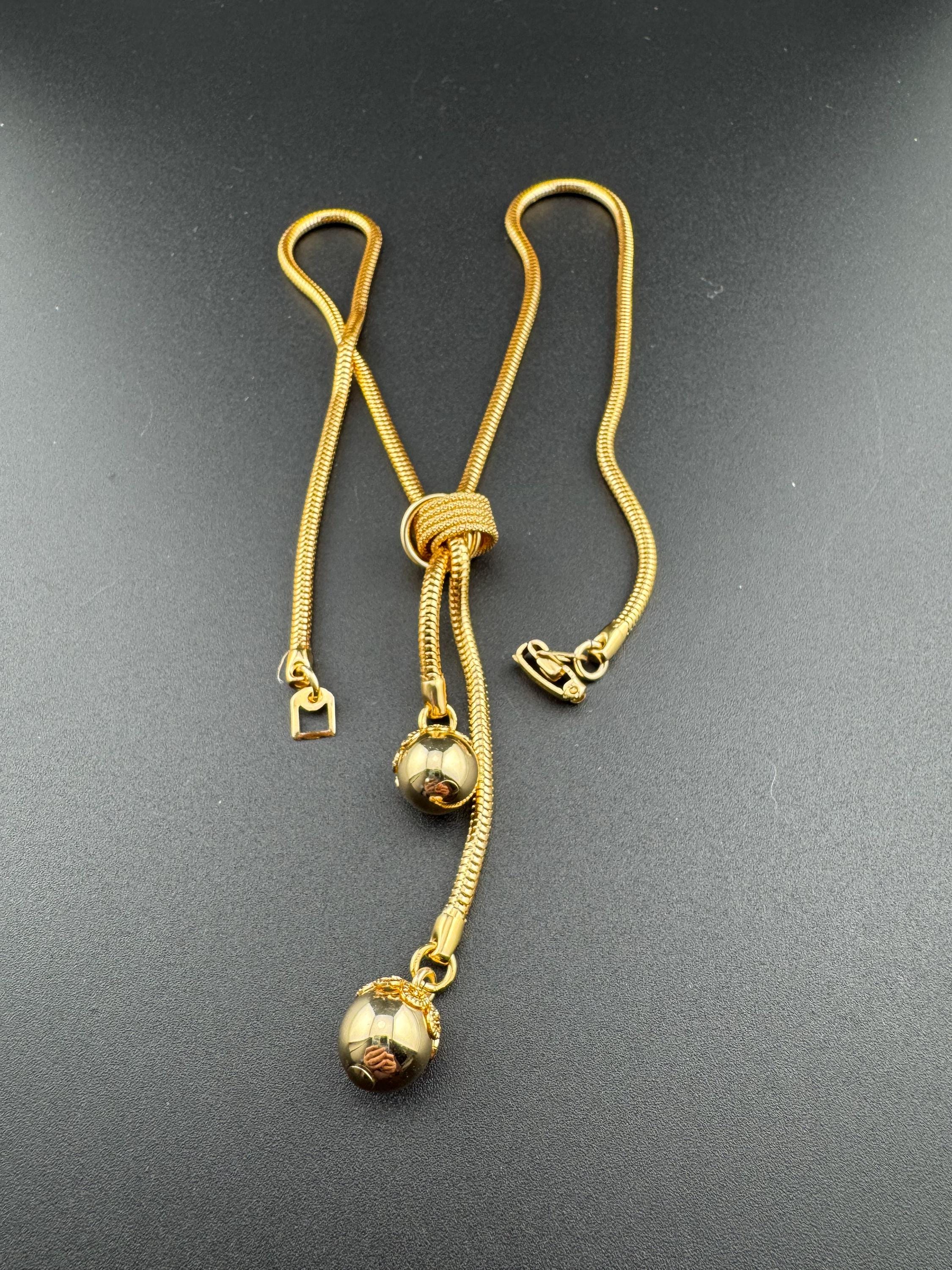 19.5 inch 50cm long snake chain knot tassel drop necklace, vintage