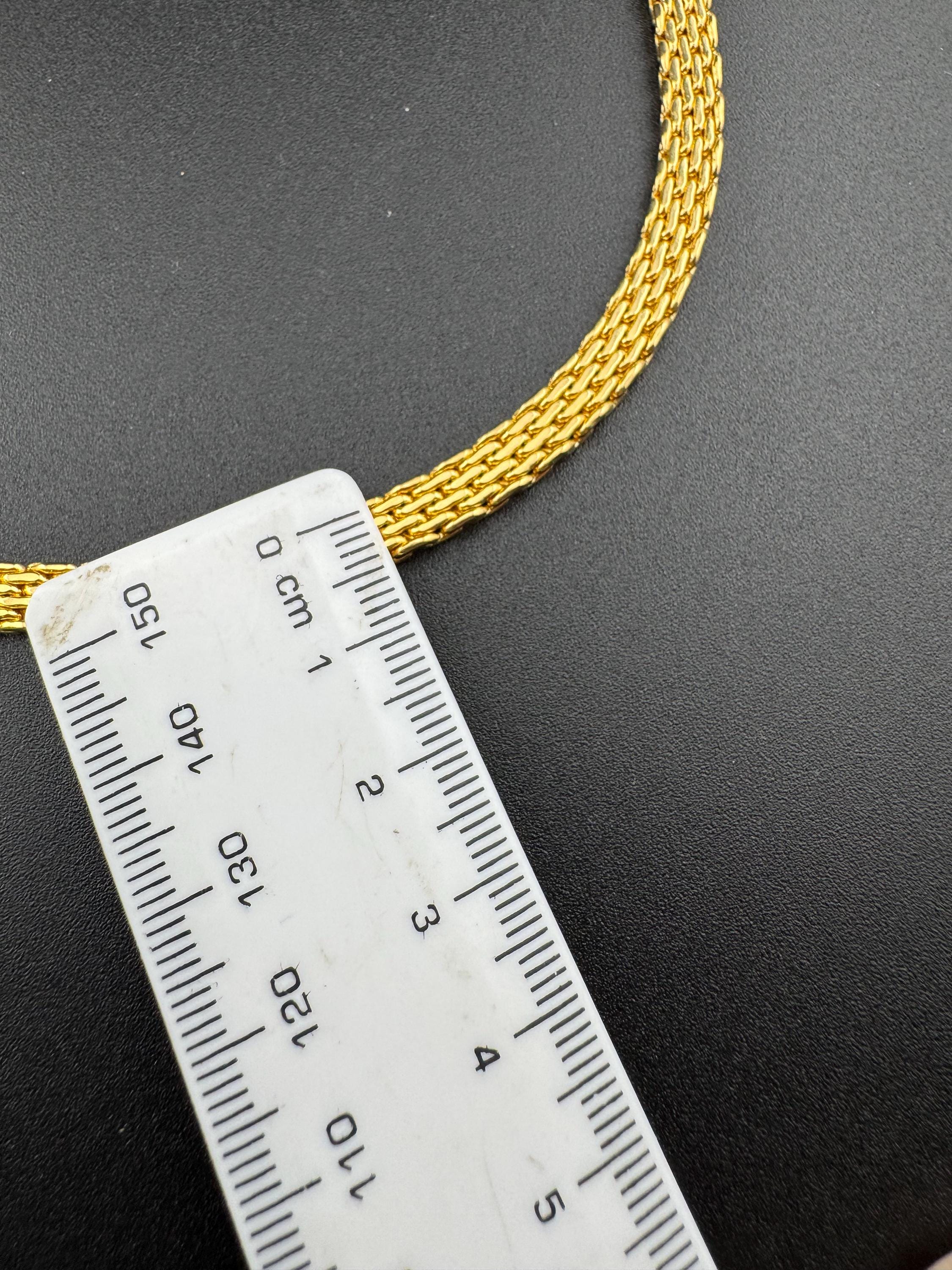 True vintage gold tone 6mm wide woven mesh choker collar necklace adj length genuine old shop stock