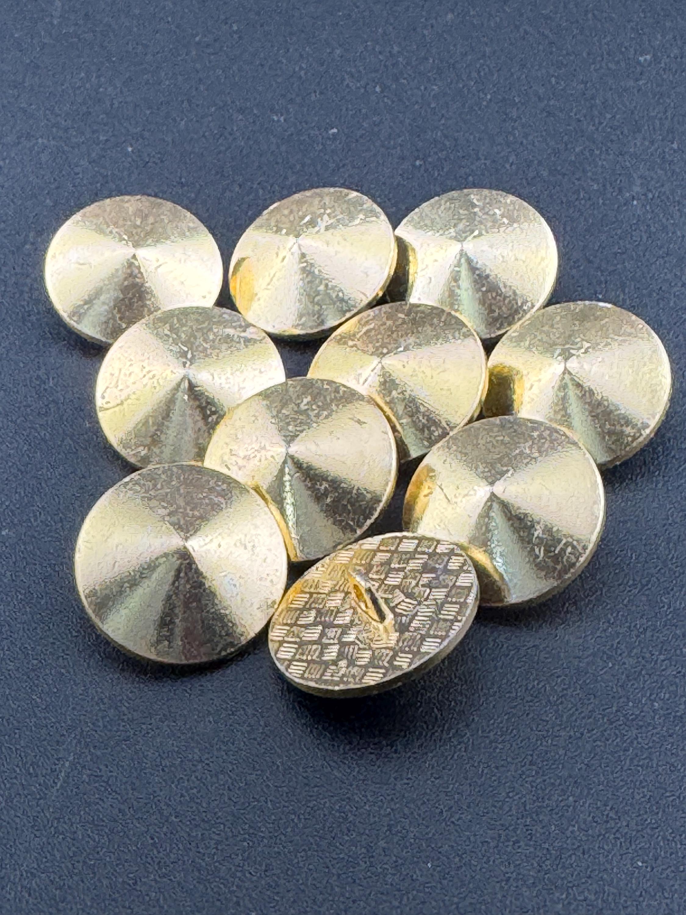 Vintage Gold Tone Conical Buttons: 18mm Sewing Supplies (Pack of 10)