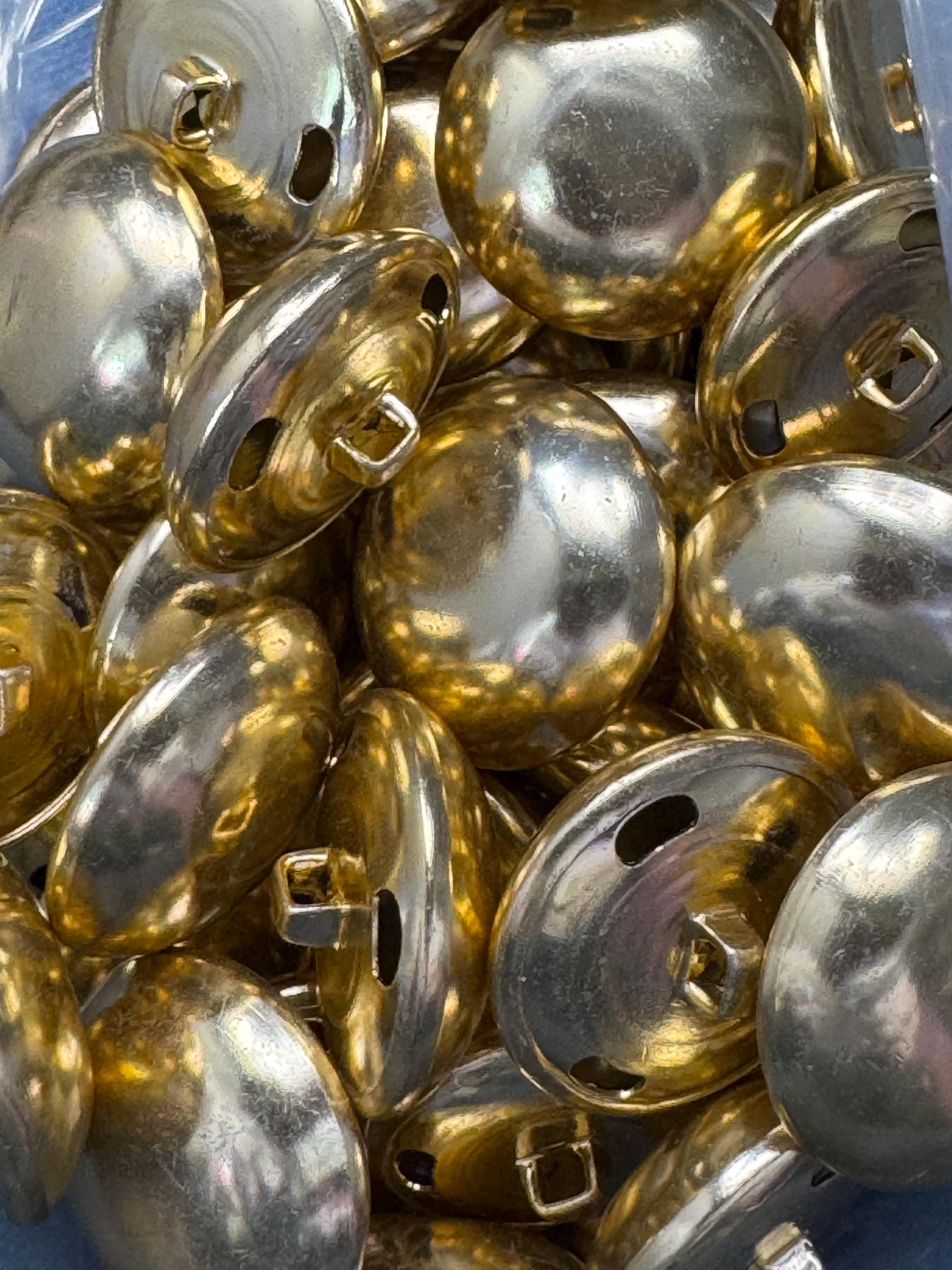 Vintage Gold Tone Domed Buttons: Brass Metal Sewing Buttons (30mm, Pack of 6)