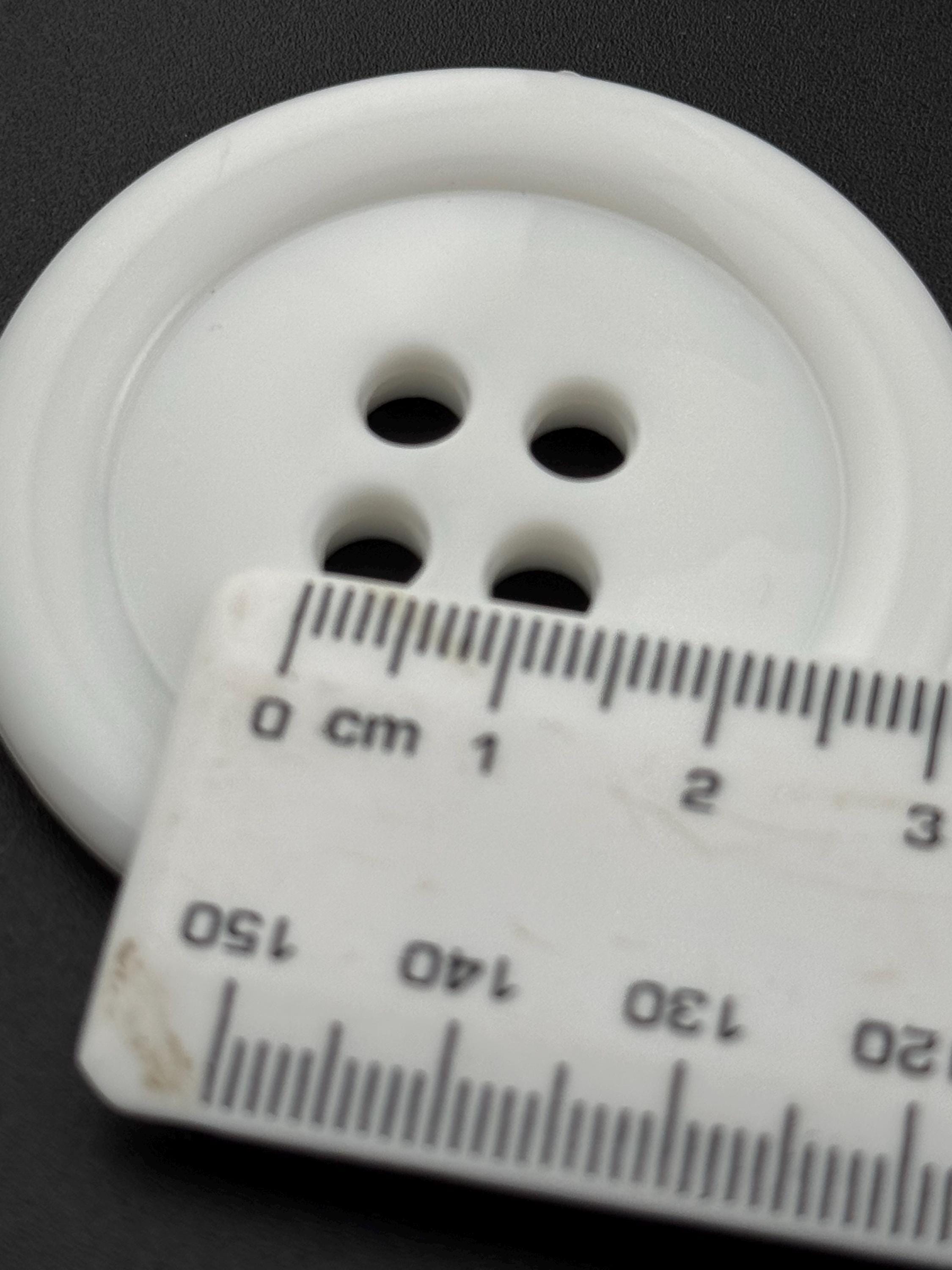 XL White Plastic Button: 50mm Round 4-Hole Sewing