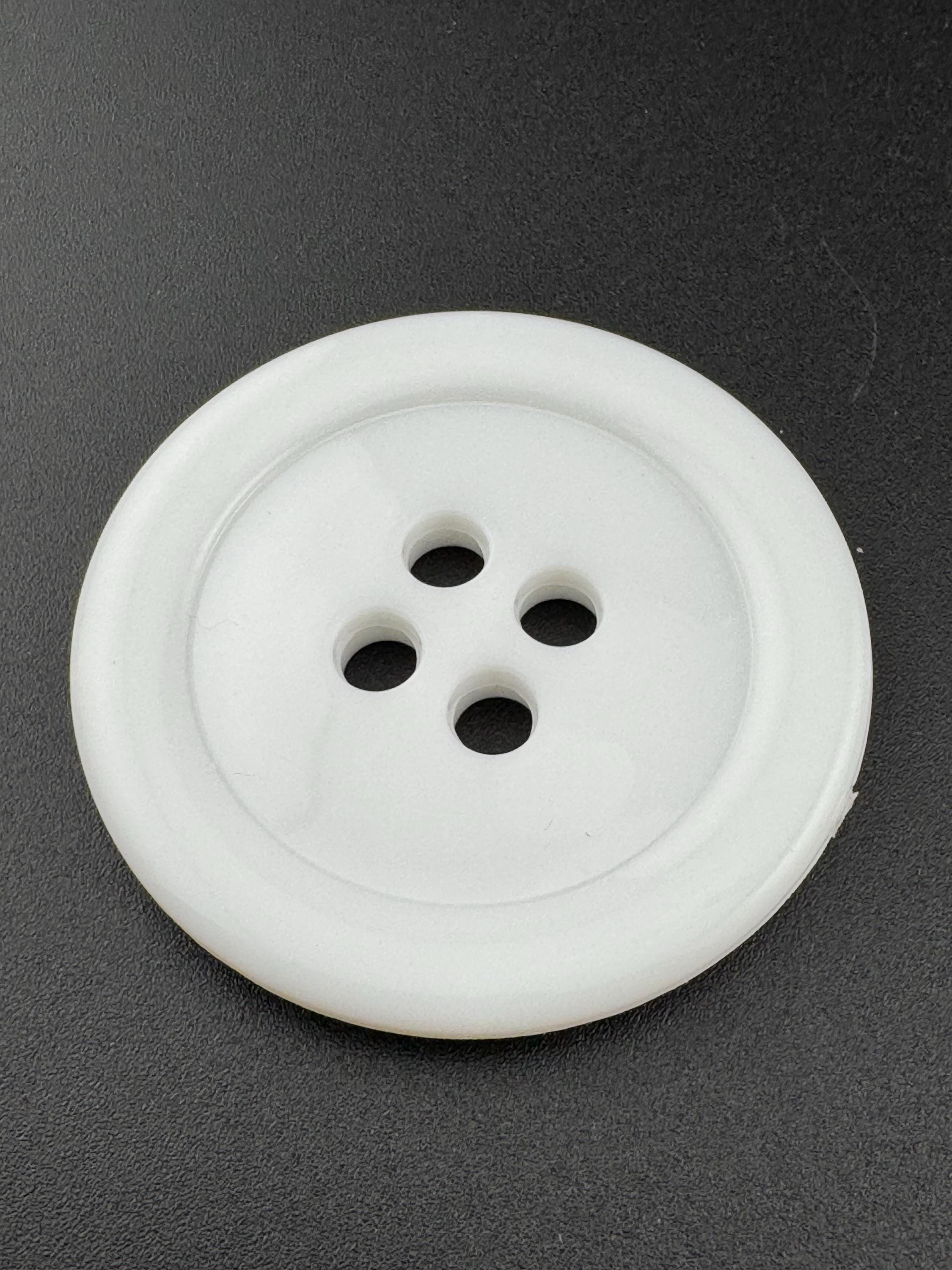 XL White Plastic Button: 50mm Round 4-Hole Sewing