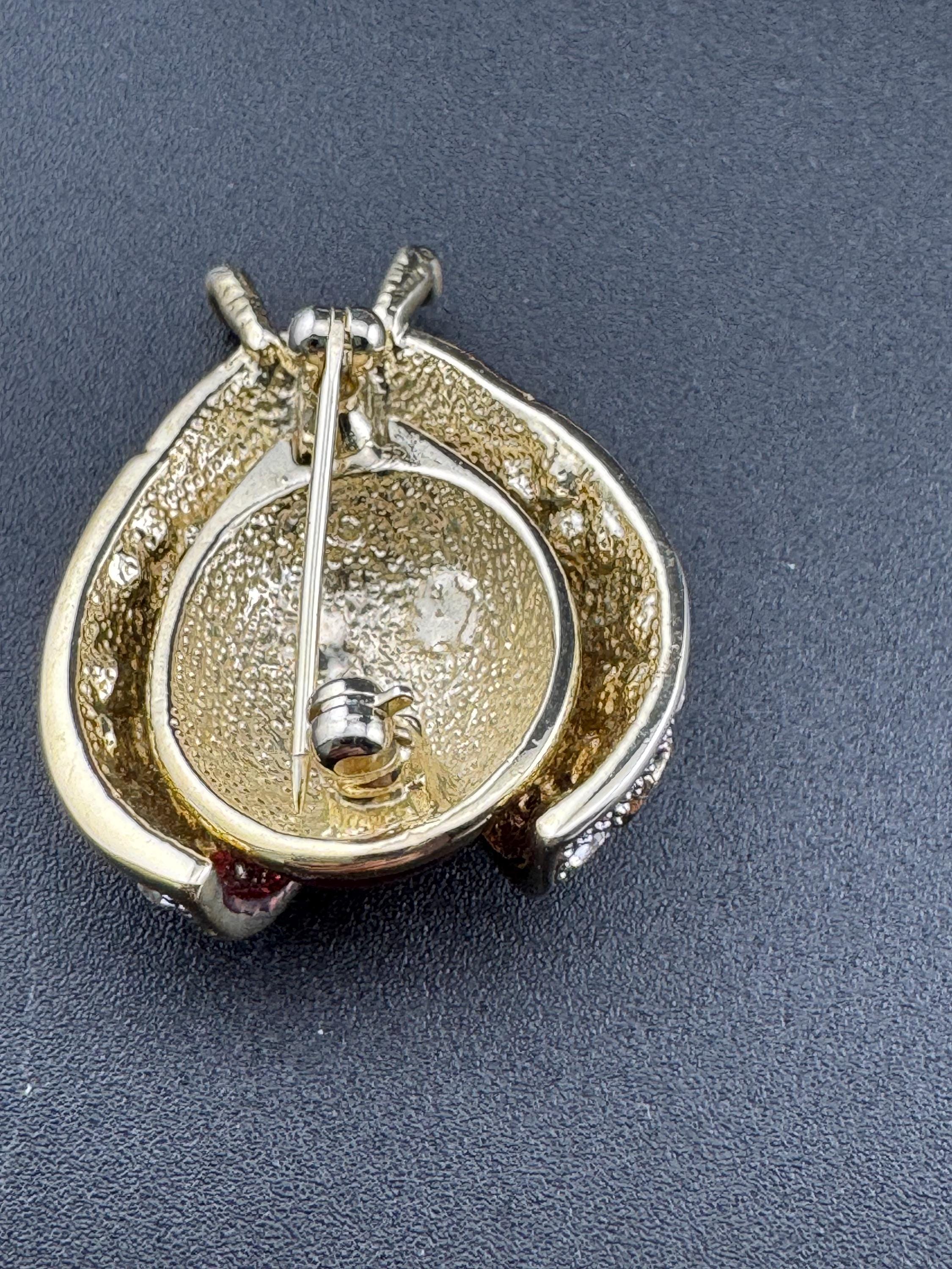 red and black enamel ladybird Brooch, 4cm ladybug