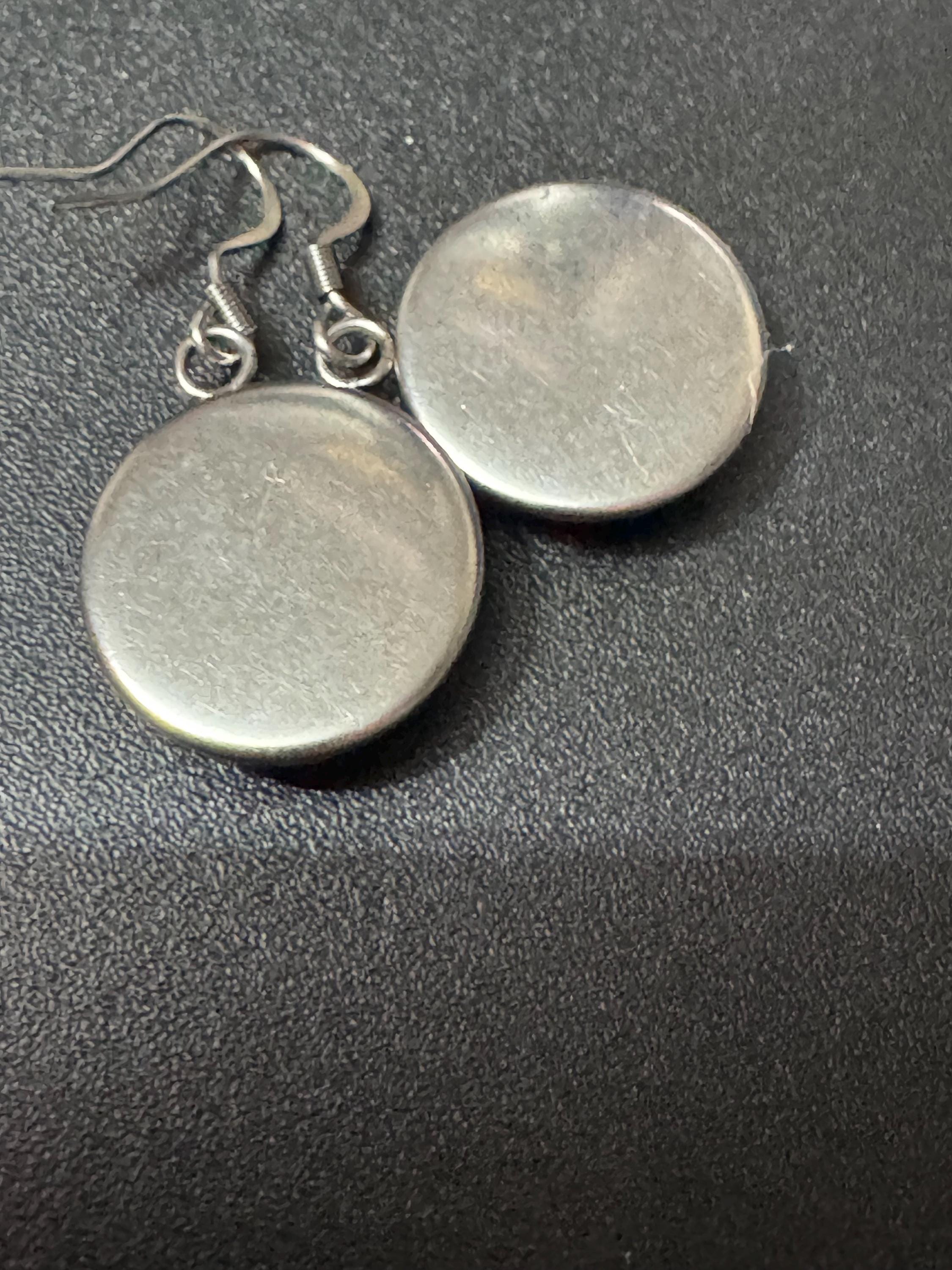 William Morris earrings strawberry thief print 18mm round glass cabochon non tarnish stainless steel