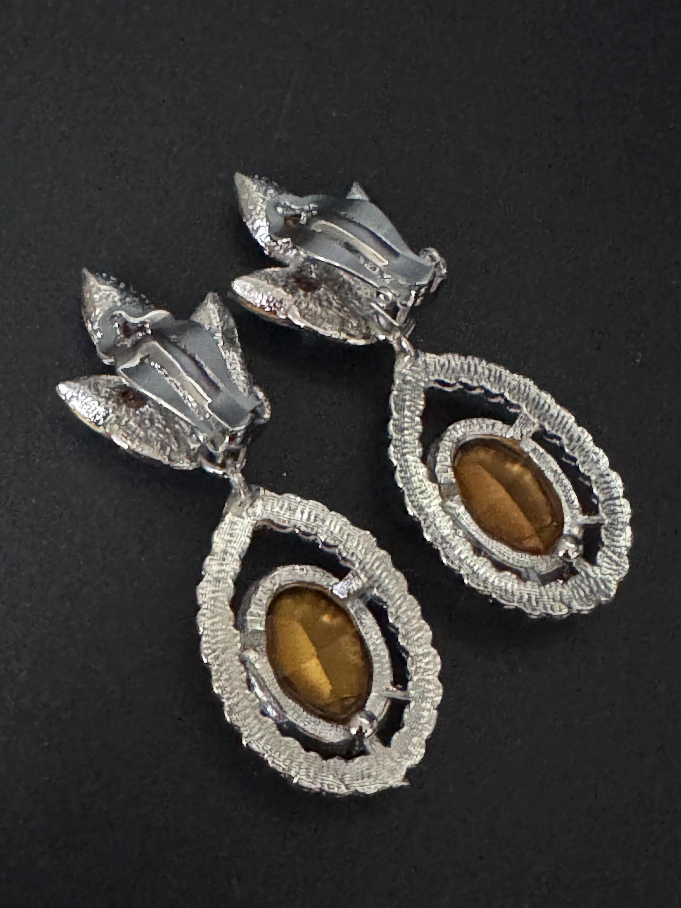 Vintage Swarovski Crystal Pink Teardrop Clip On Earrings