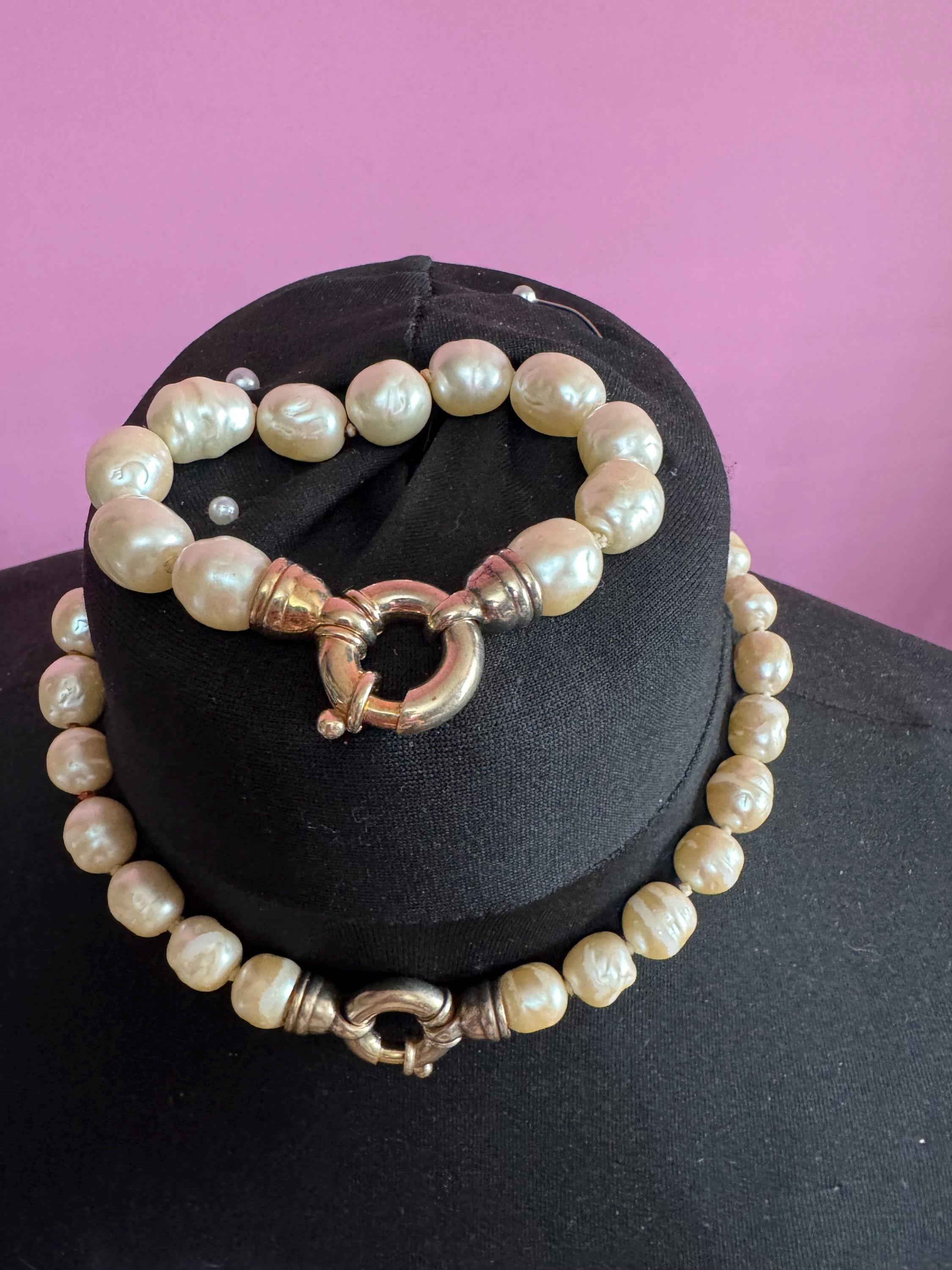Y2K Faux Pearl Beaded Necklace and Bracelet Set
