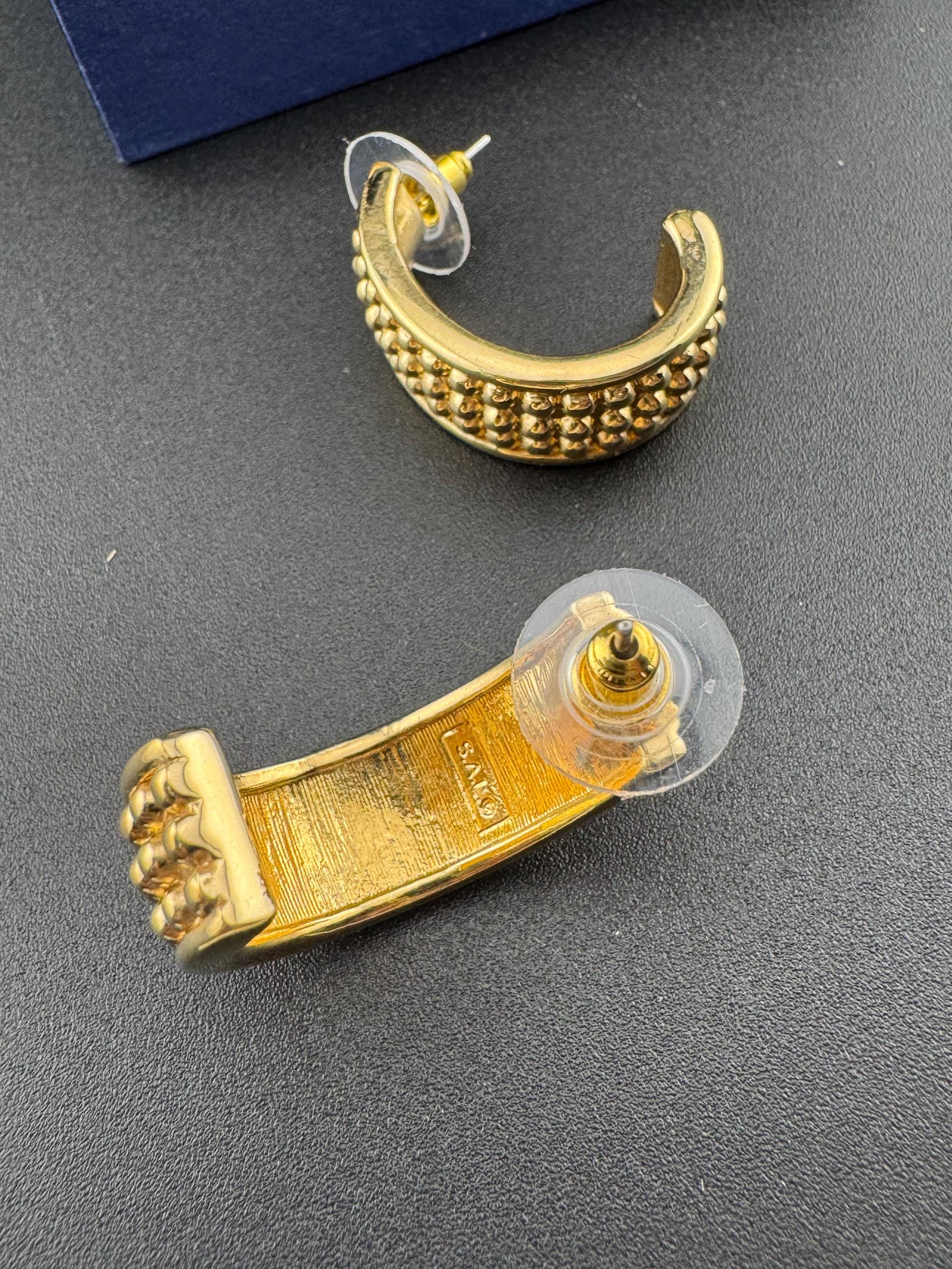 Swarovski Gold Plated Clamper Bangle and Hoop Earrings Set