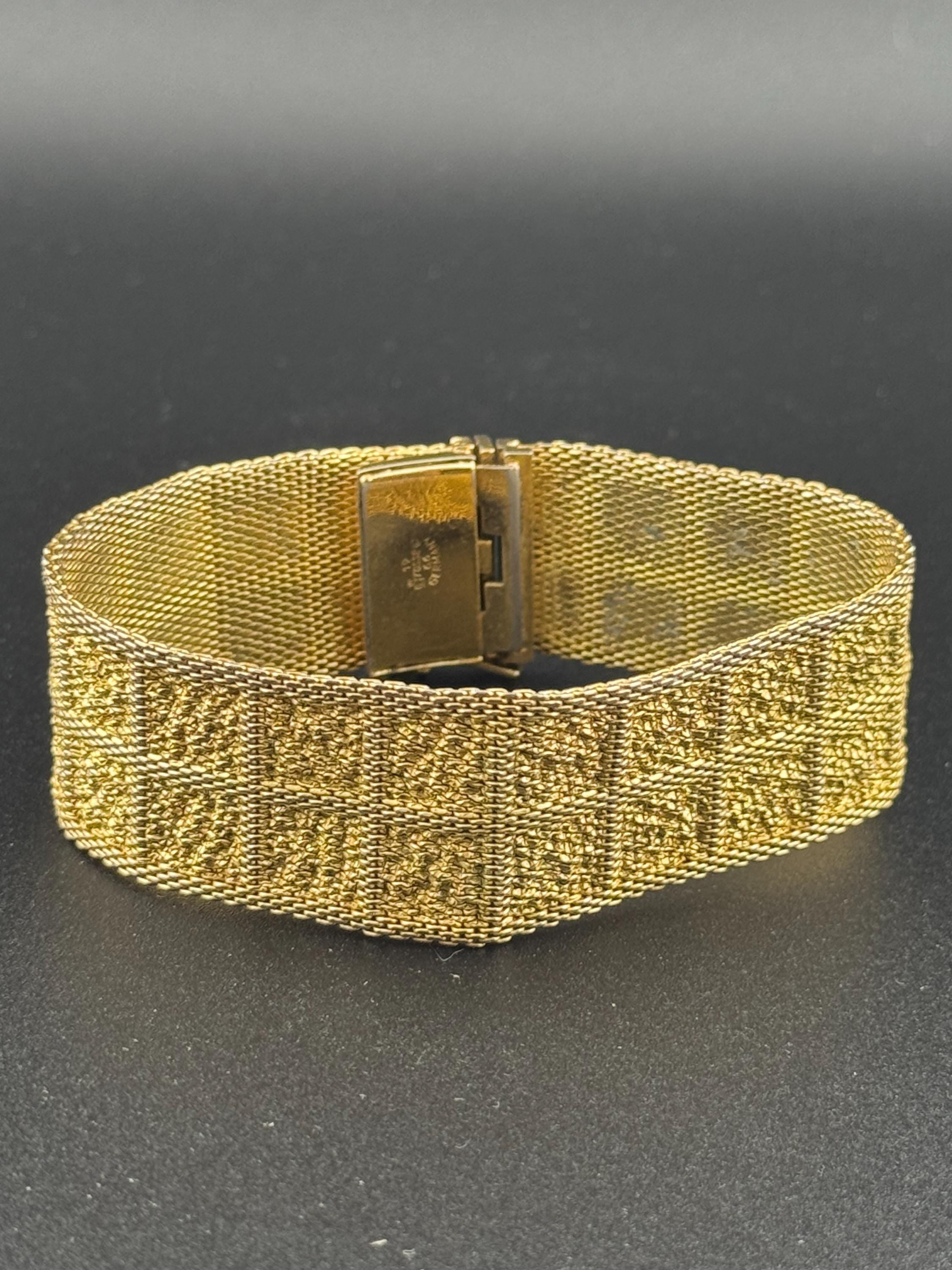 Henkel & Grosse gold plated Designer wide link cuff articulated bracelet Modernist 1966 vintage condition