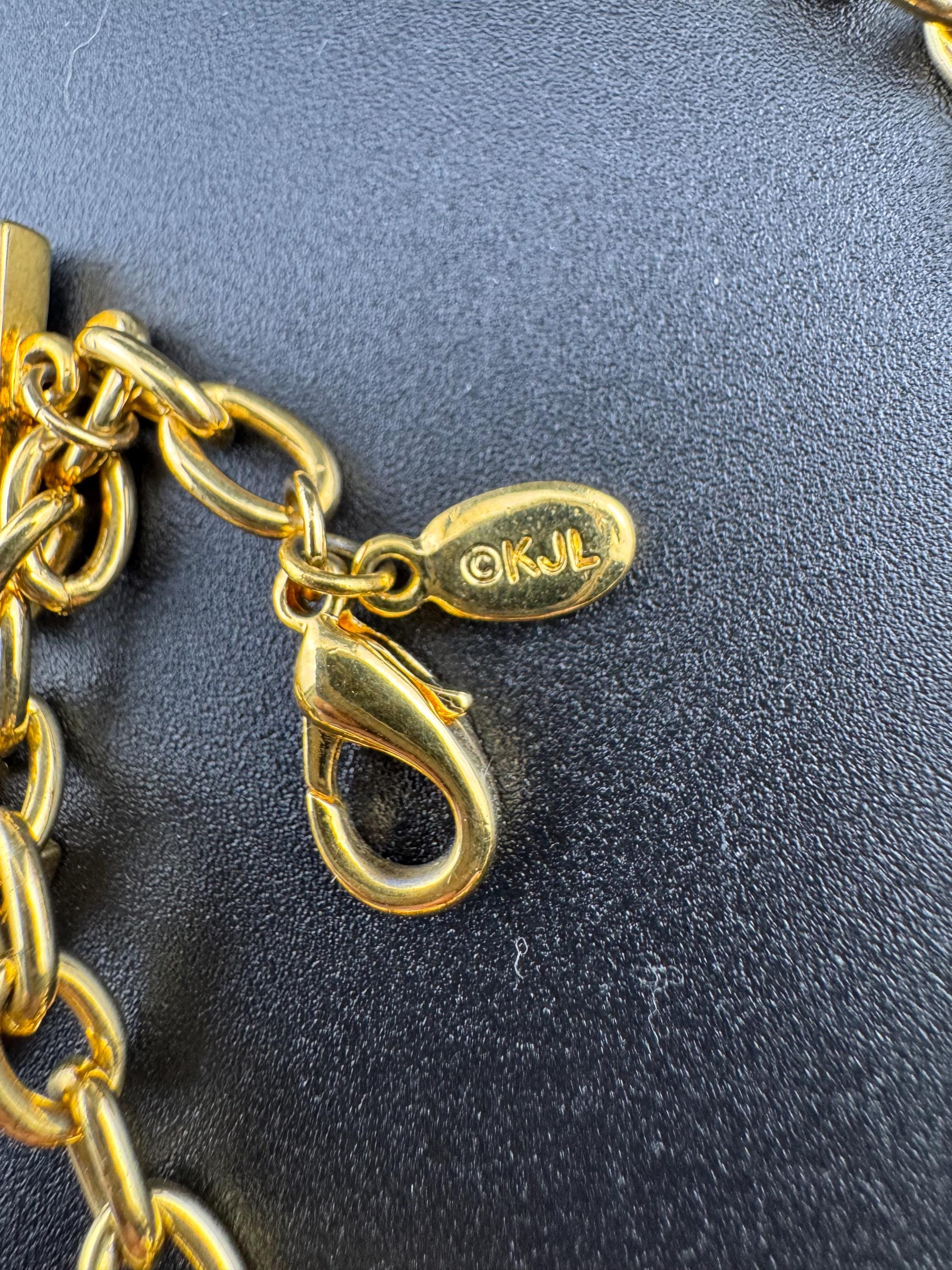 Vintage JBK Nautical Flag Charm Bracelet: Gold Tone Enamel