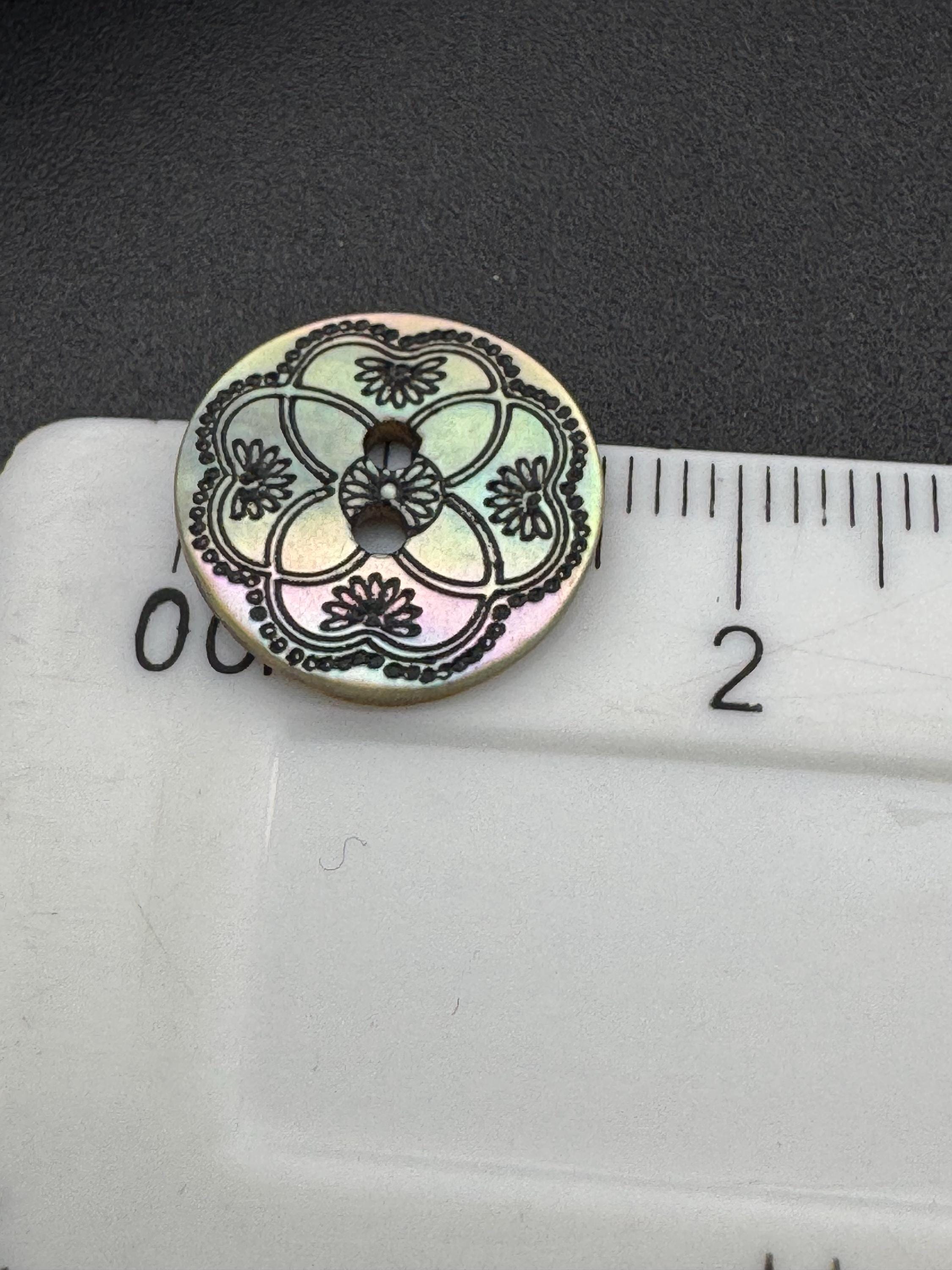 10 x 15mm small Japanese Mother of Pearl Buttons printed Sewing Haberdashery