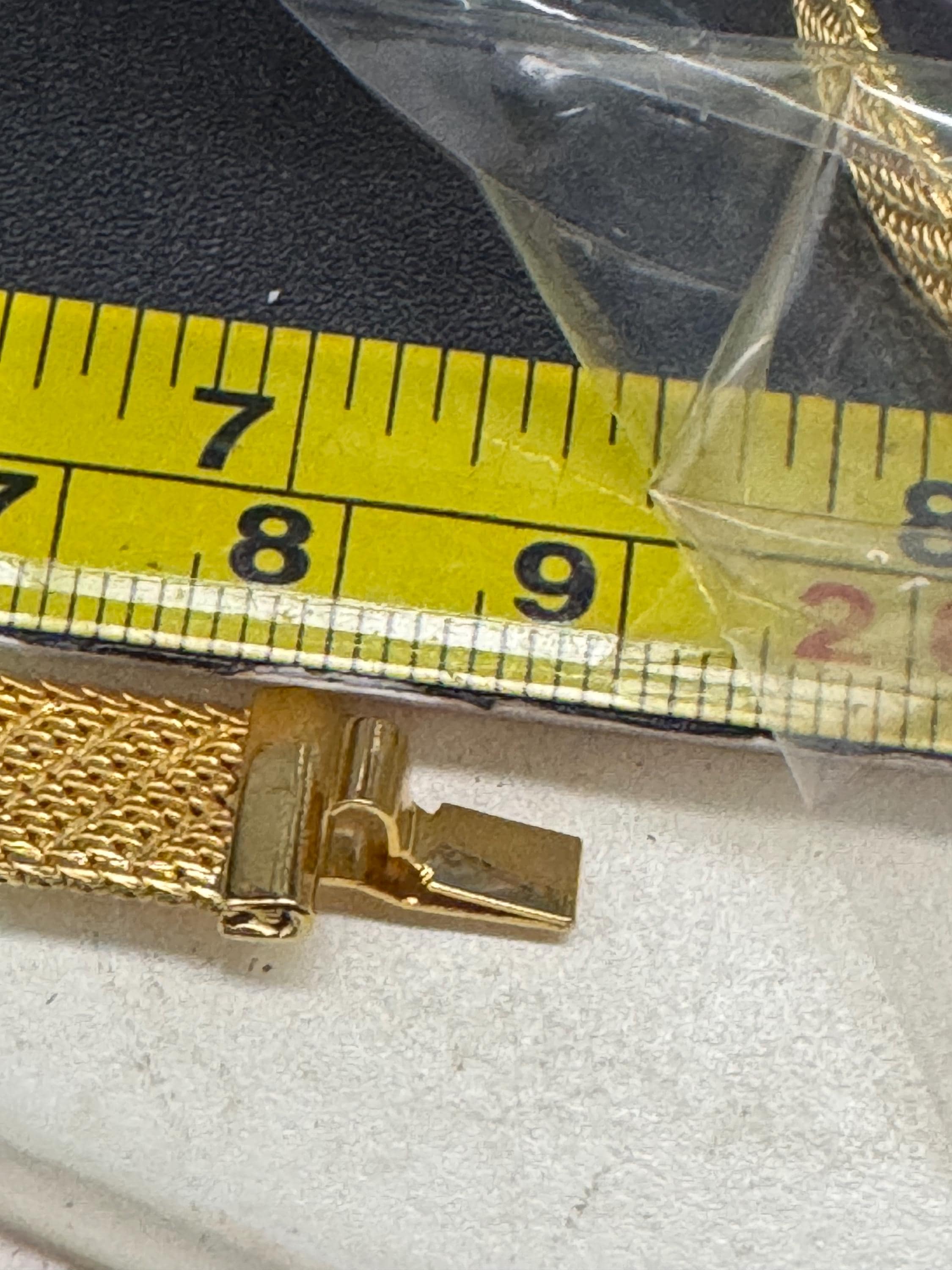 True Vintage pristine gold plated wide mesh flat link bangle bracelet 18.5 x 7mm old shop stock