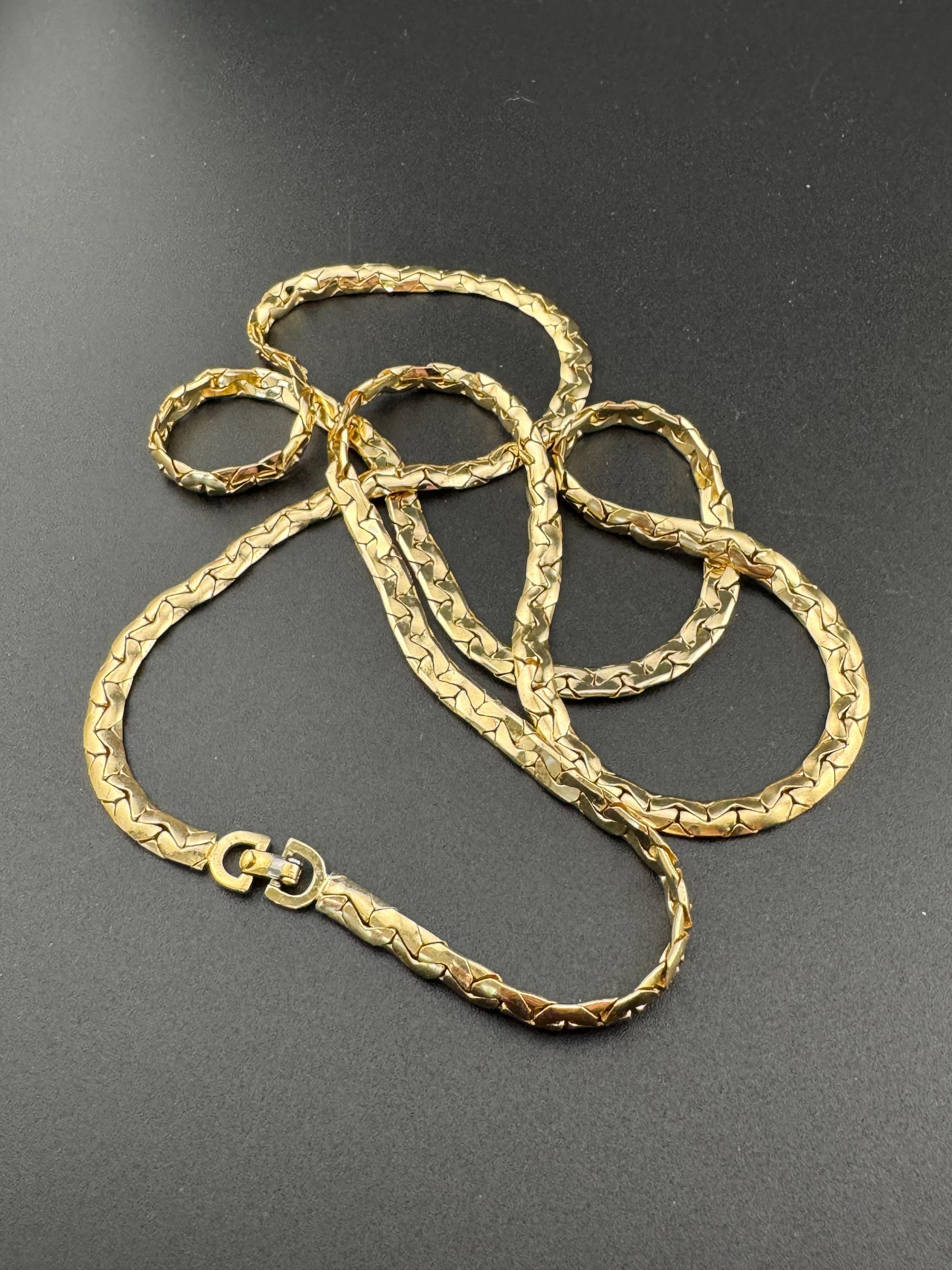 Vintage Christian Dior Gold Plated Serpentine Chain Necklace (90cm) signed