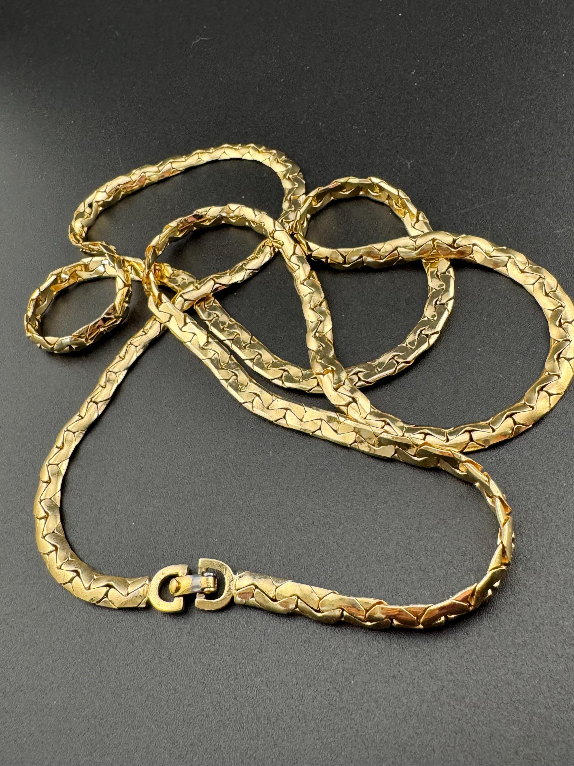 Vintage Christian Dior Gold Plated Serpentine Chain Necklace (90cm) signed