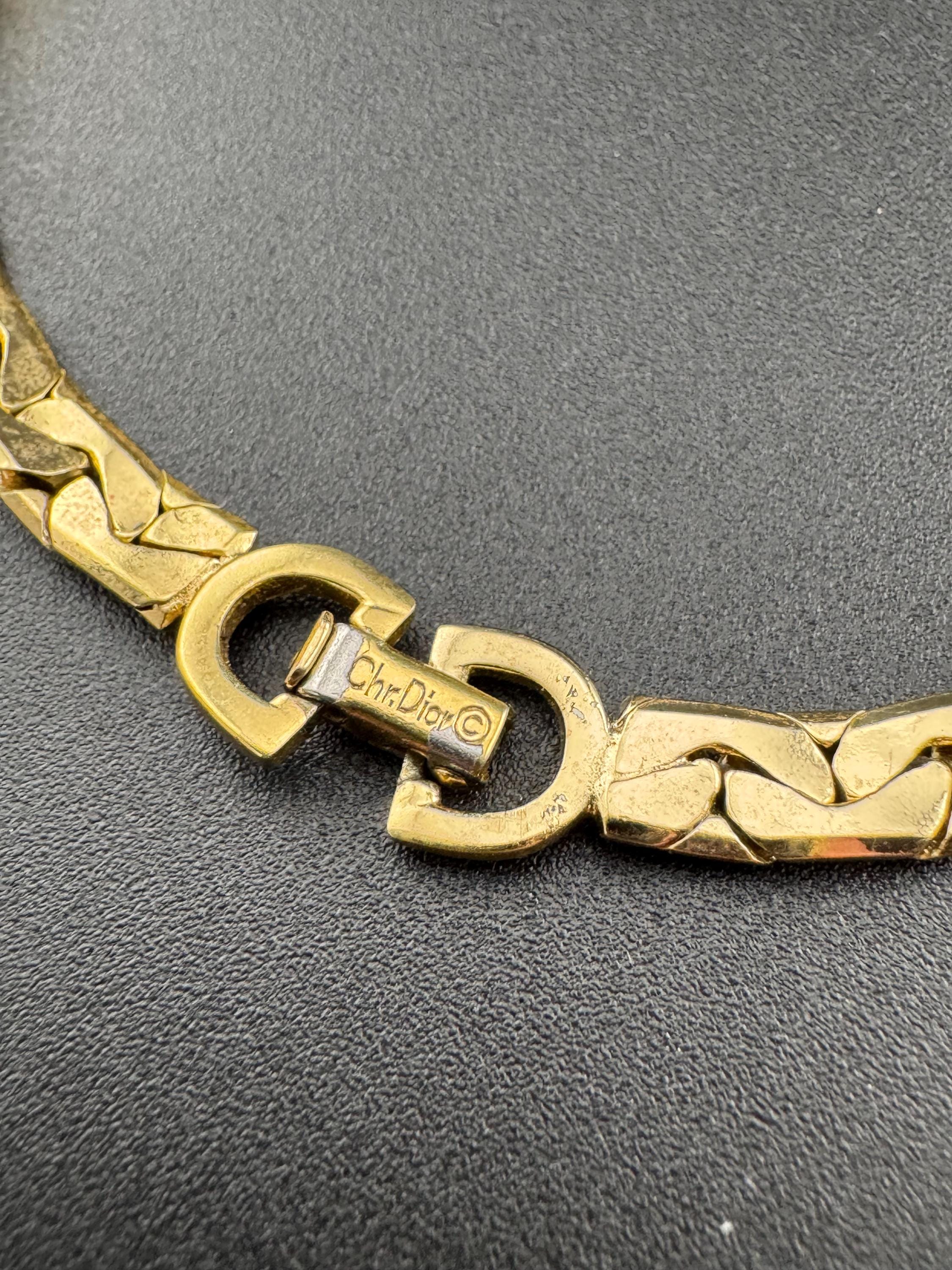 Vintage Christian Dior Gold Plated Serpentine Chain Necklace (90cm) signed