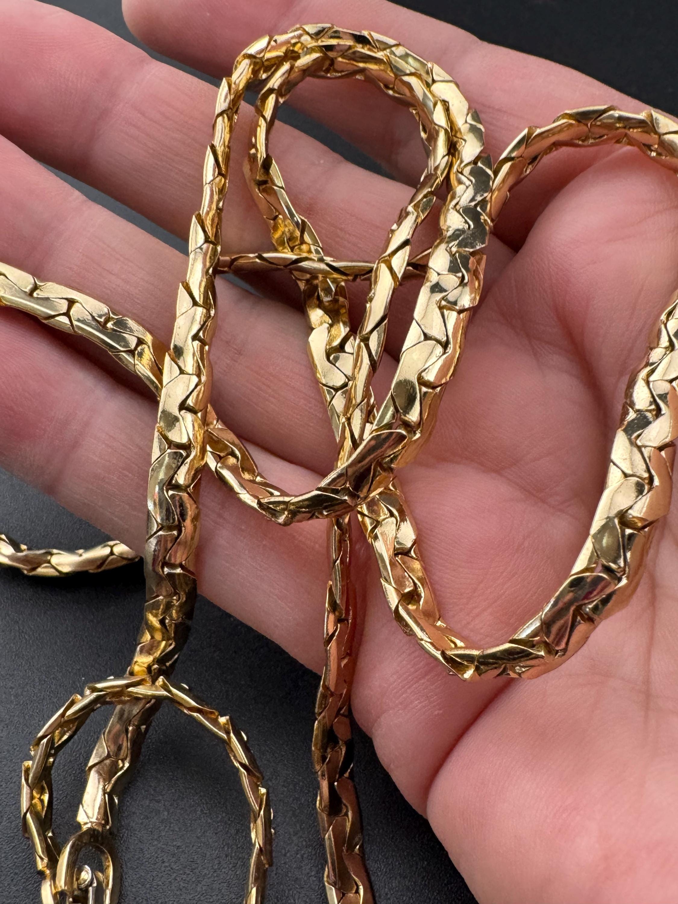 Vintage Christian Dior Gold Plated Serpentine Chain Necklace (90cm) signed