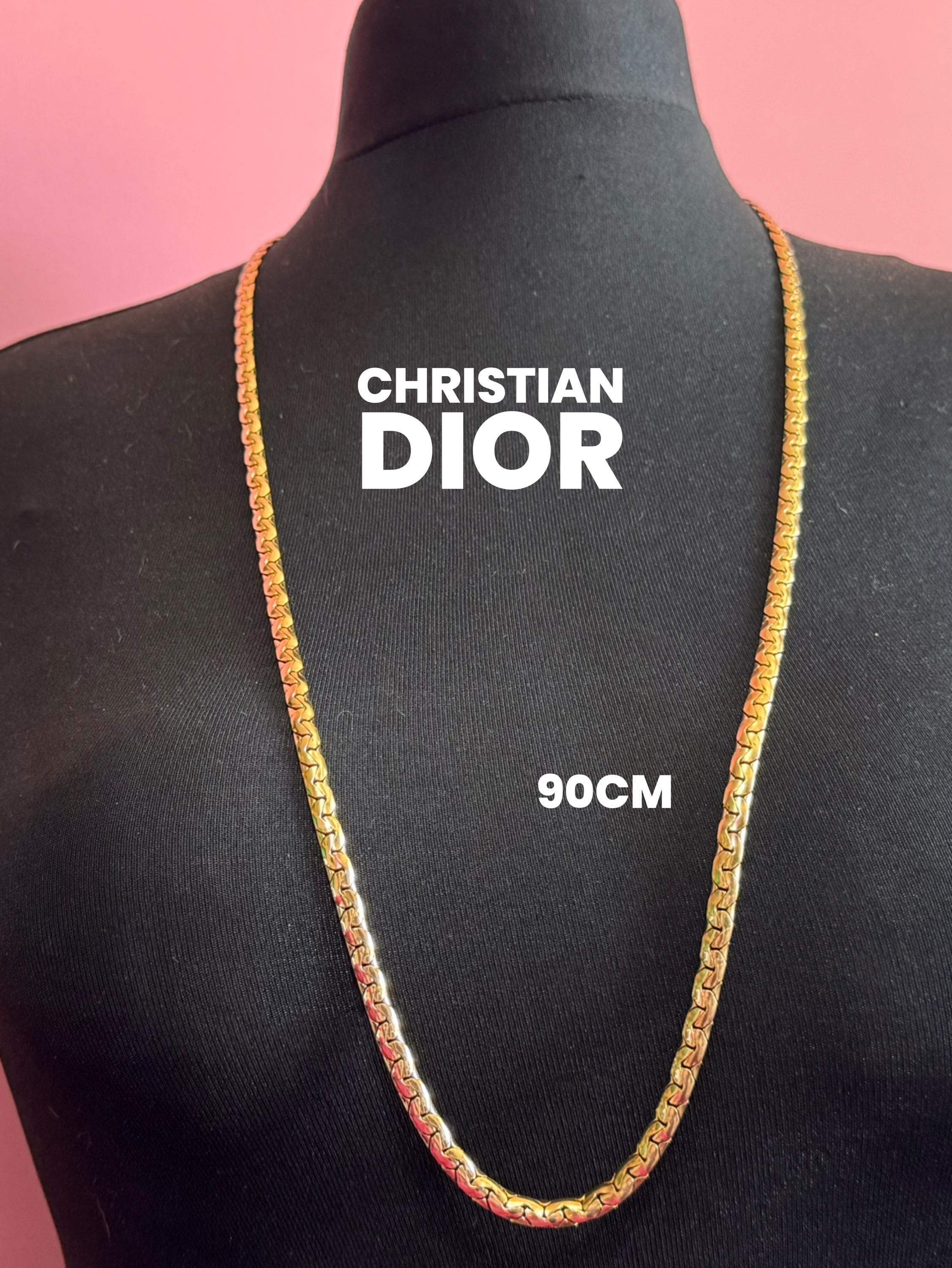 Vintage Christian Dior Gold Plated Serpentine Chain Necklace (90cm) signed