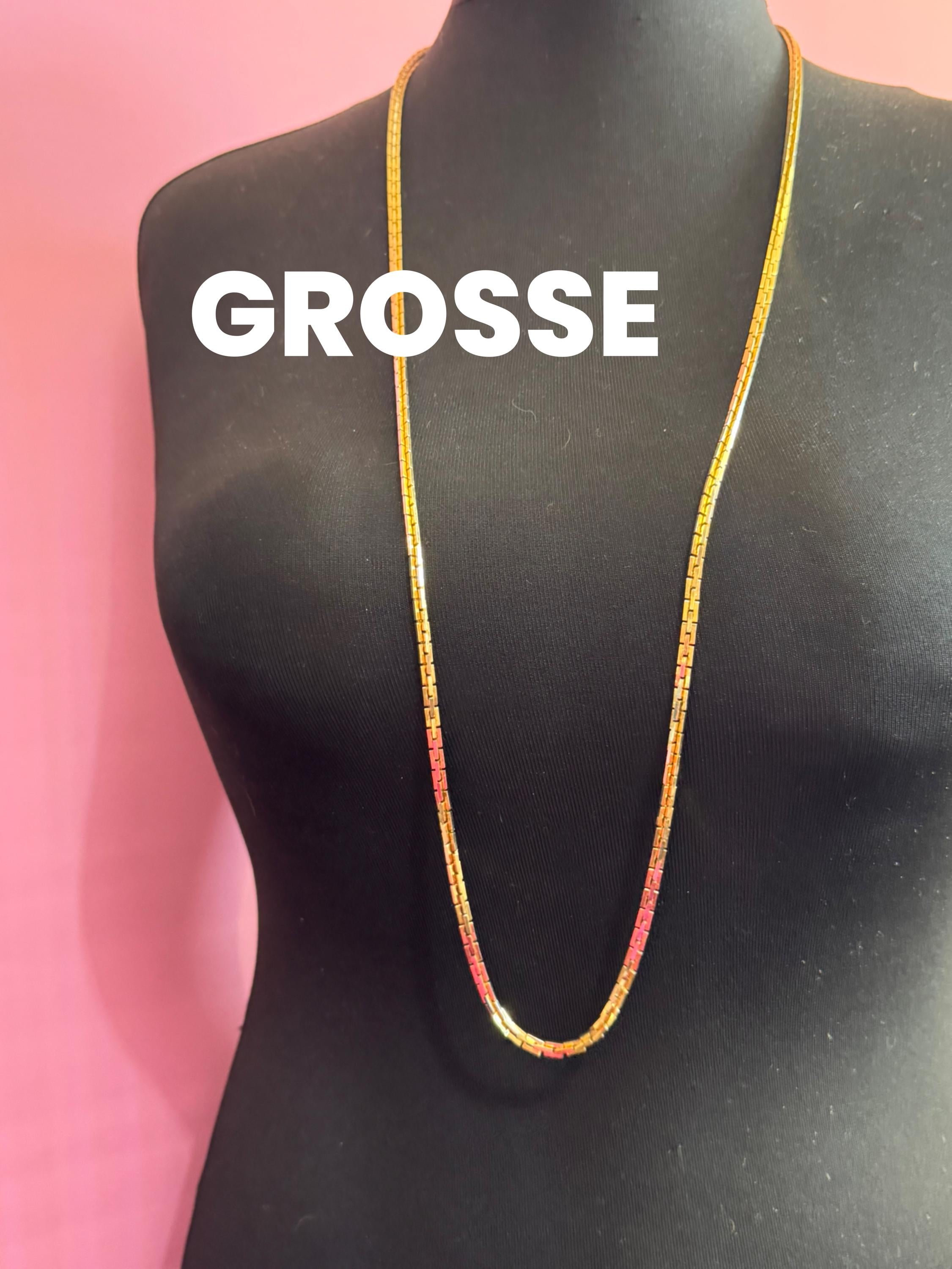 signed GROSSE Designer vintage 103cm  long gold plated fancy chain link necklace