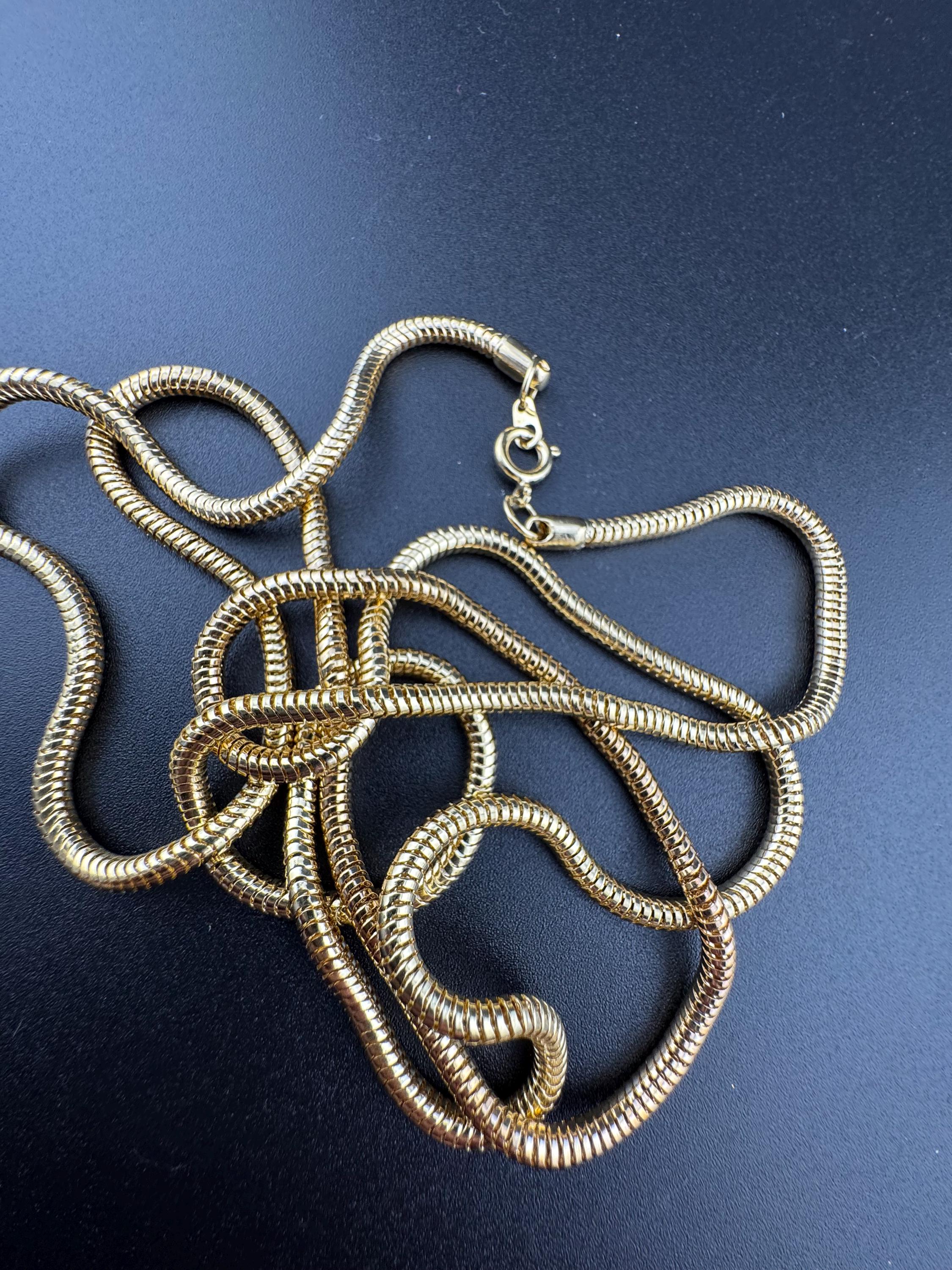 27.5 inch 91cm long snake chain necklace, 1980s gold plated