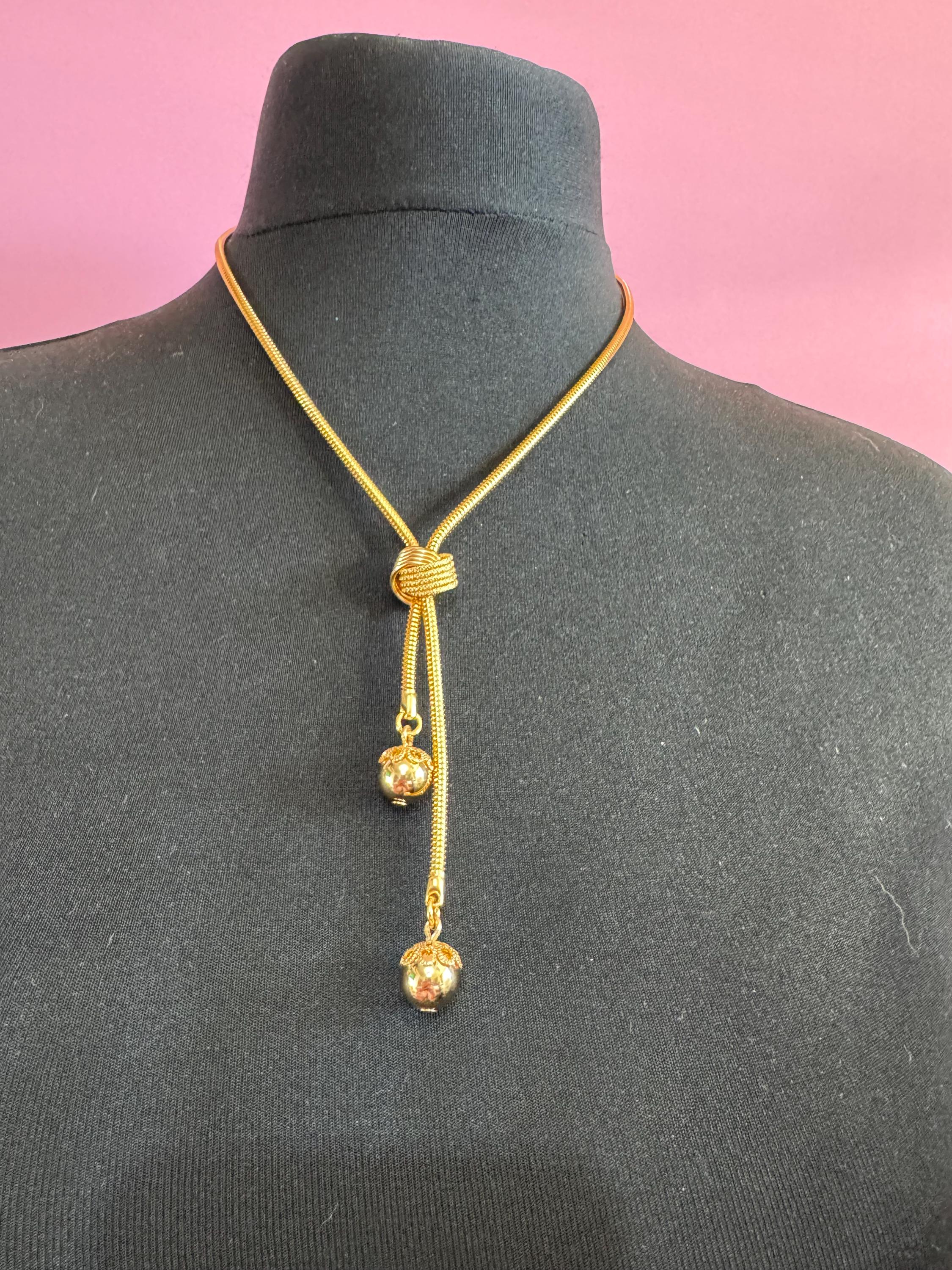 19.5 inch 50cm long snake chain knot tassel drop necklace, vintage