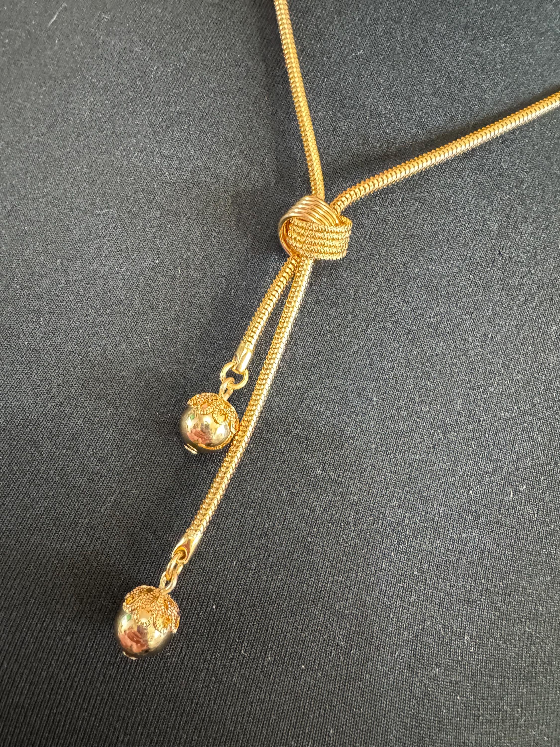 19.5 inch 50cm long snake chain knot tassel drop necklace, vintage