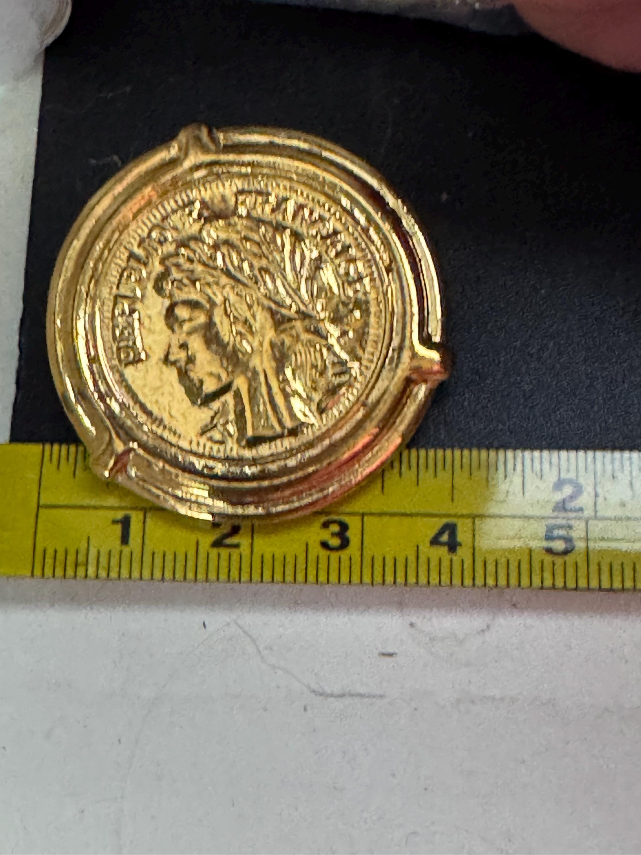 Gold coin Scarf Clip ring , vintage gold French old shop stock