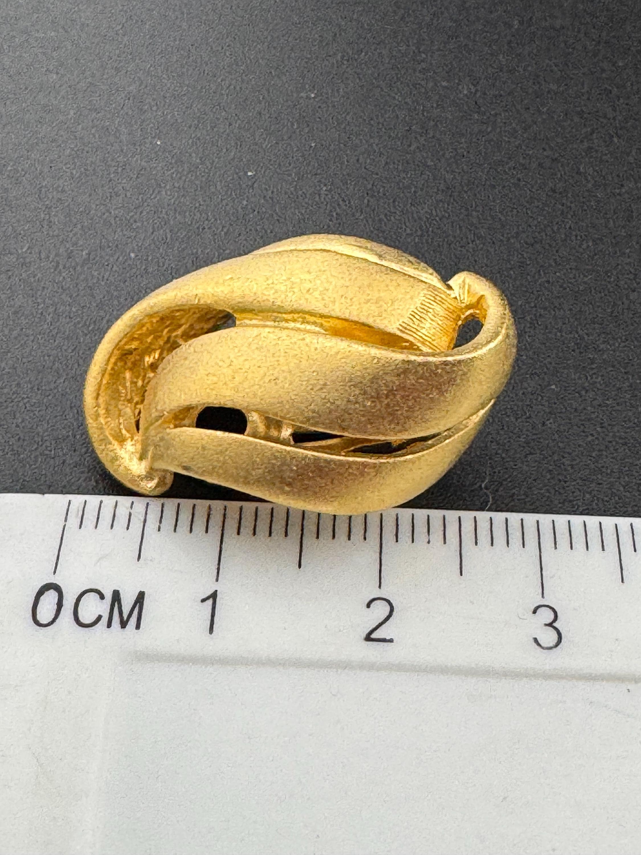 Vintage Matt Gold Tone Clip On Earrings, Abstract Leaf