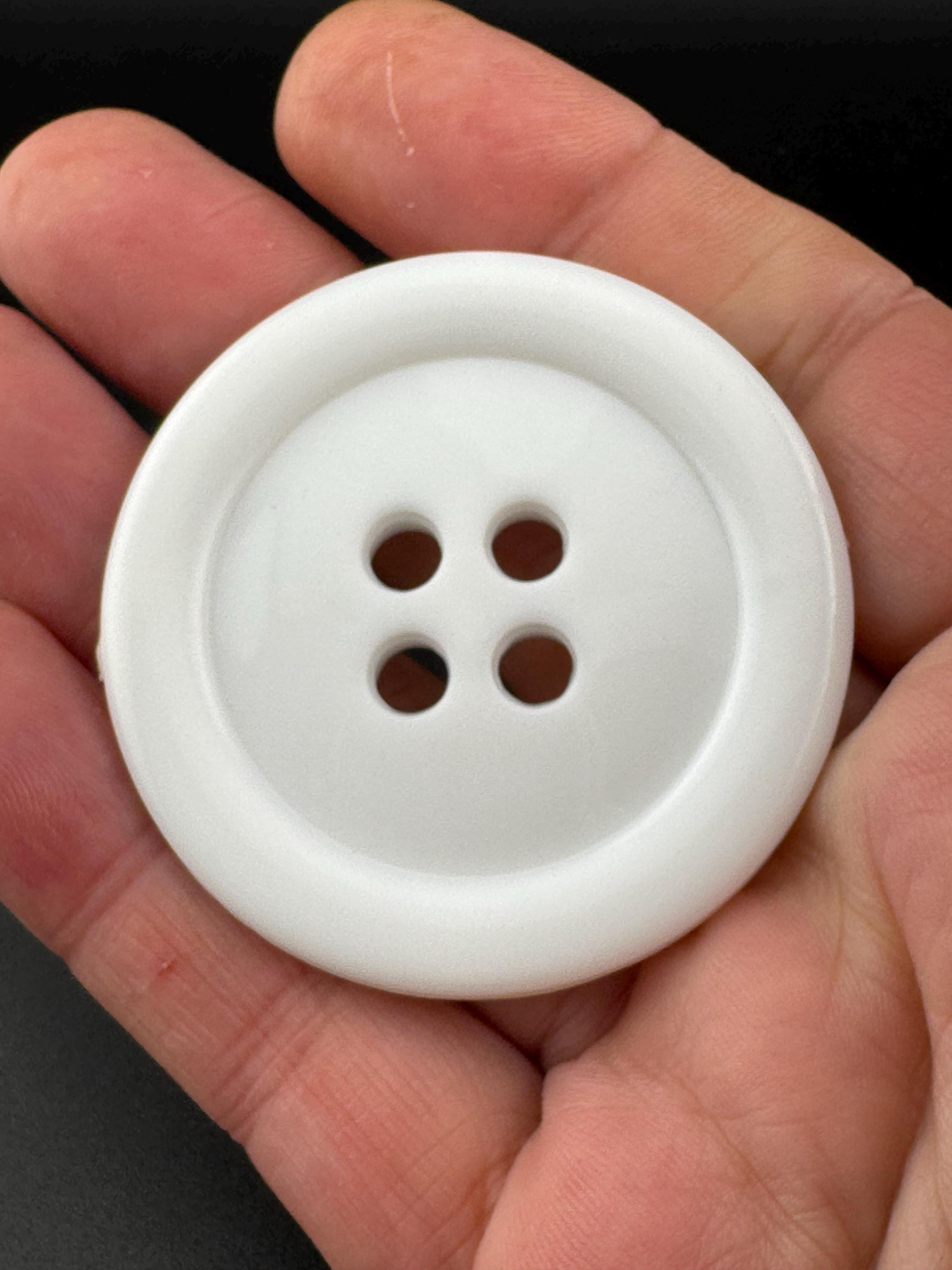 XL White Plastic Button: 50mm Round 4-Hole Sewing