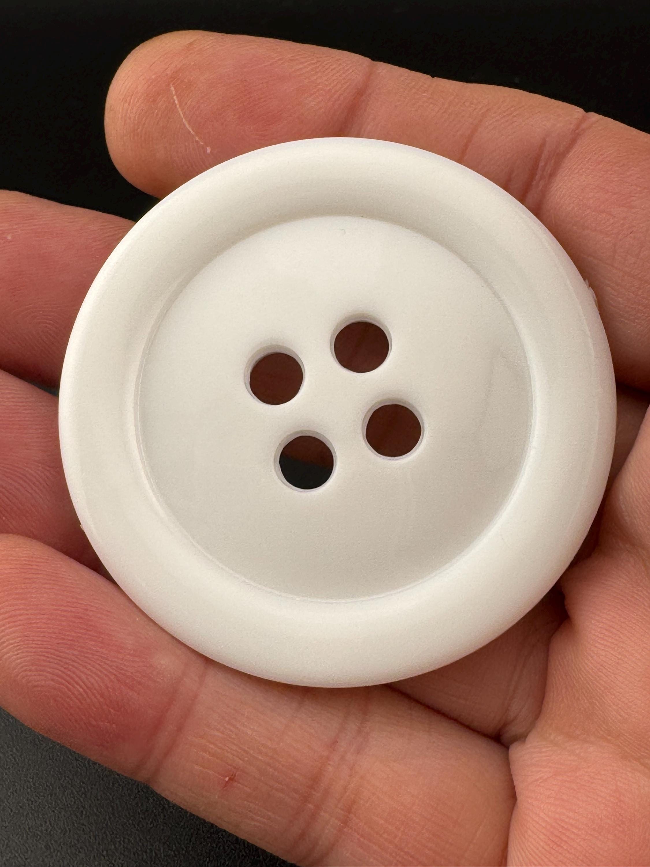XL White Plastic Button: 50mm Round 4-Hole Sewing