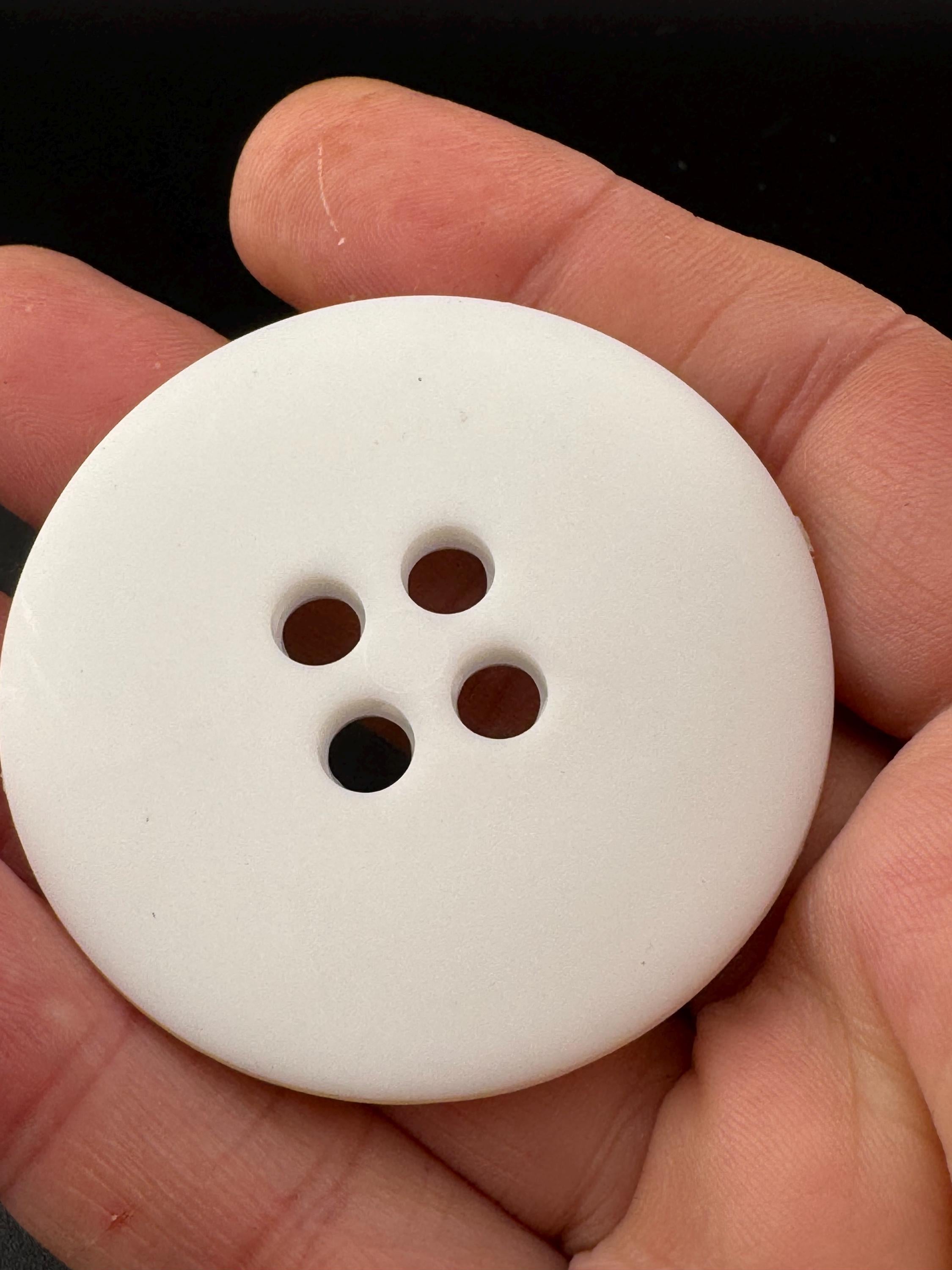 XL White Plastic Button: 50mm Round 4-Hole Sewing