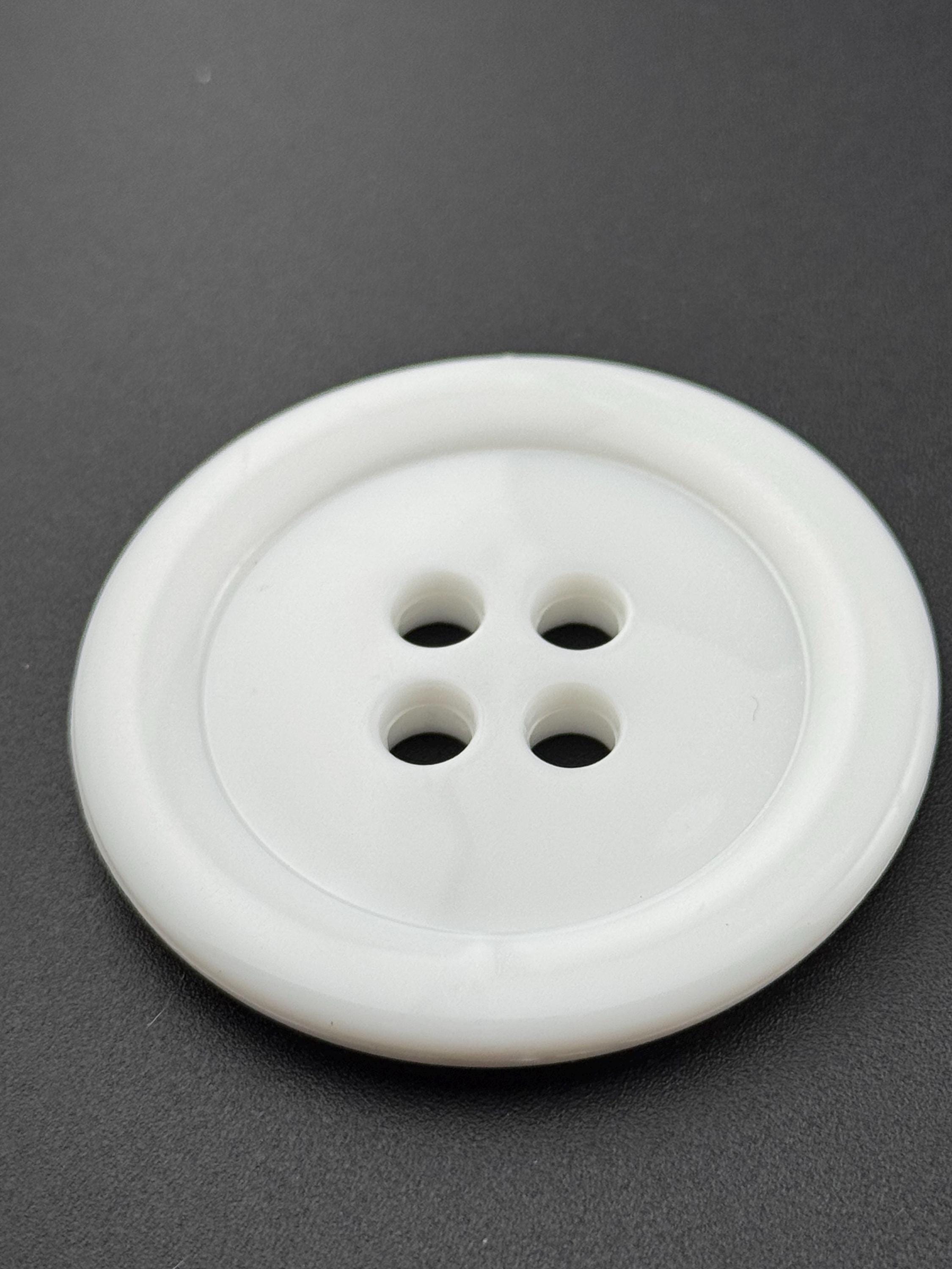 XL White Plastic Button: 50mm Round 4-Hole Sewing