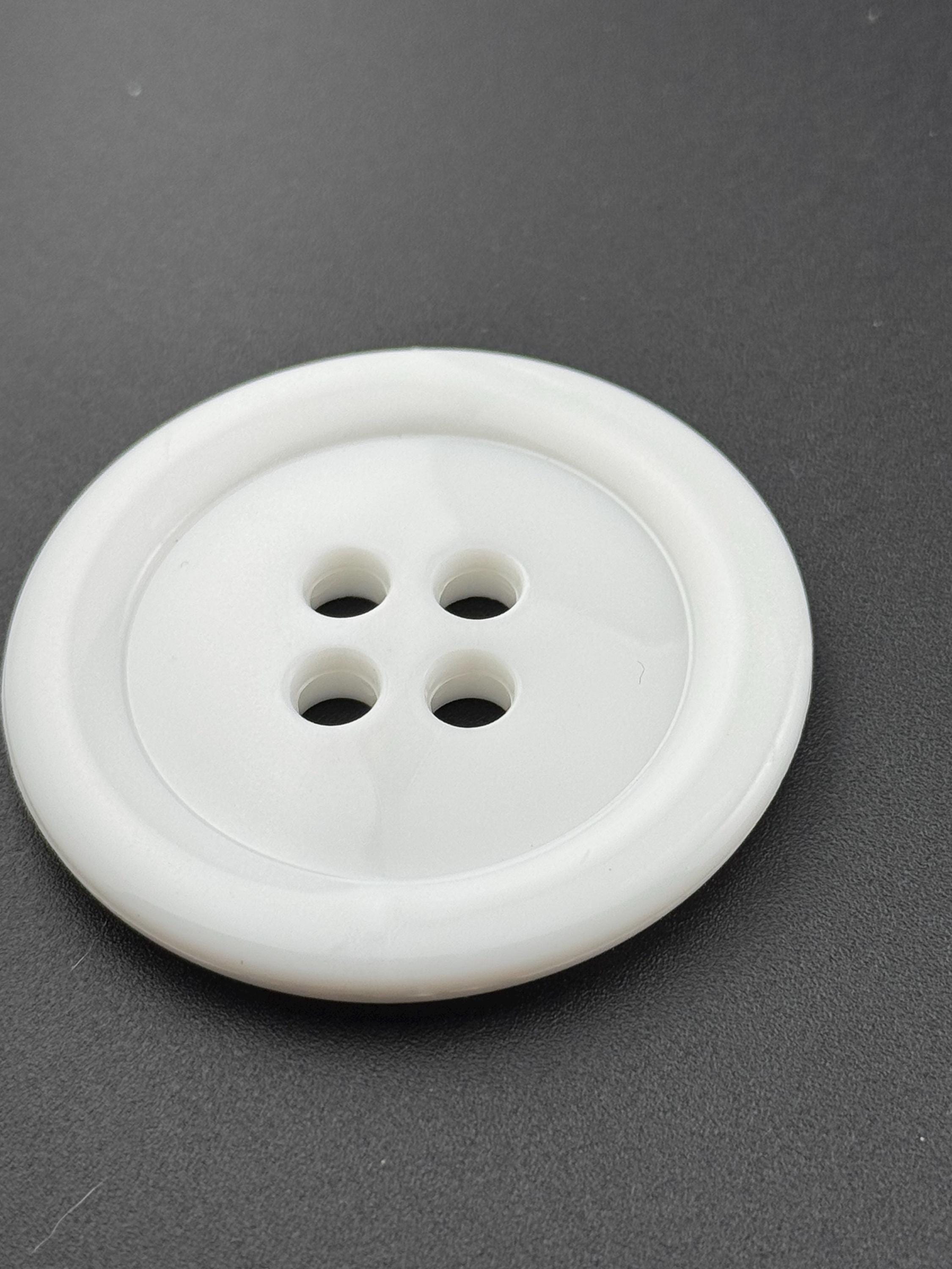 XL White Plastic Button: 50mm Round 4-Hole Sewing
