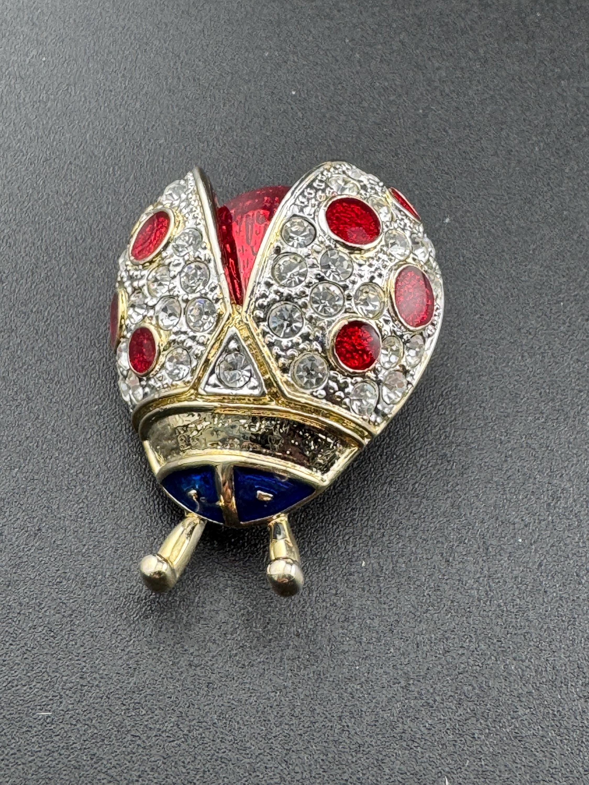 red and black enamel ladybird Brooch, 4cm ladybug