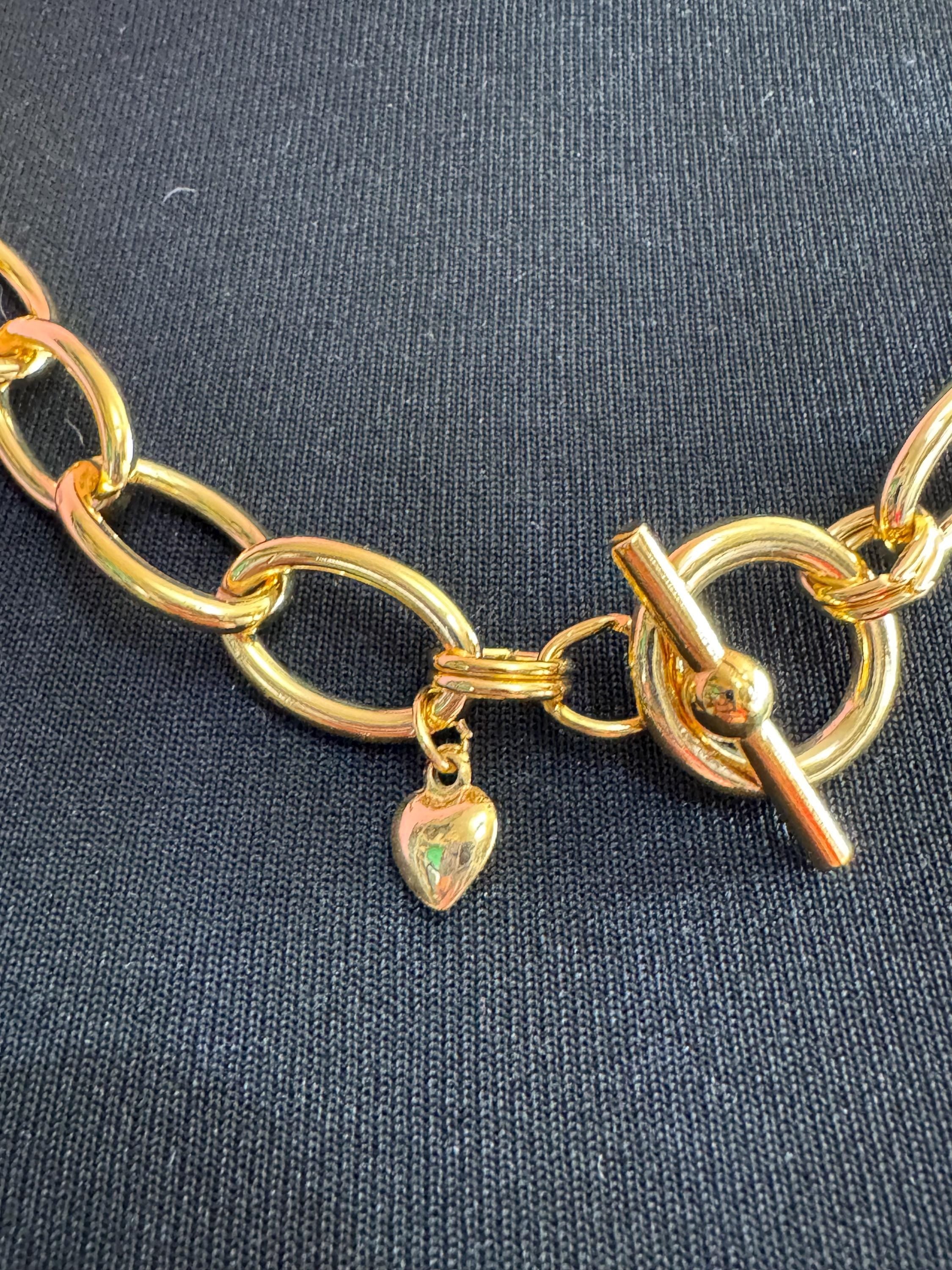 Y2K Heart Charm Pendant Necklace: Chunky Gold Cable Chain