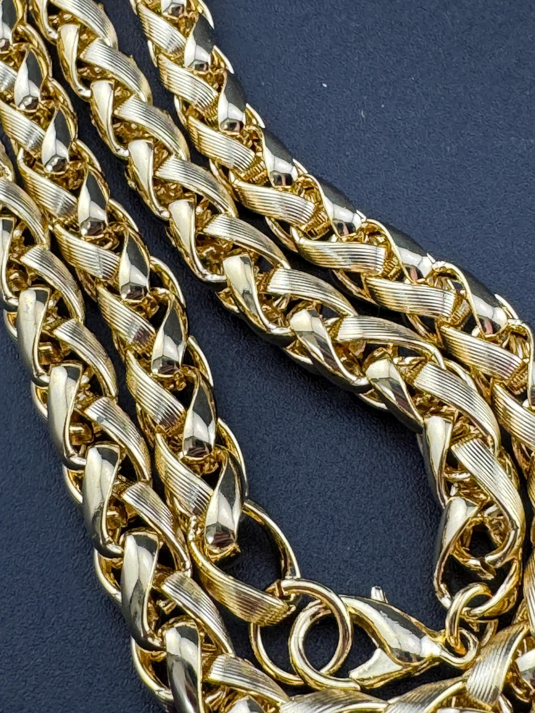7mm thick wheat link chain, 41cm Retro 1980s gold plated